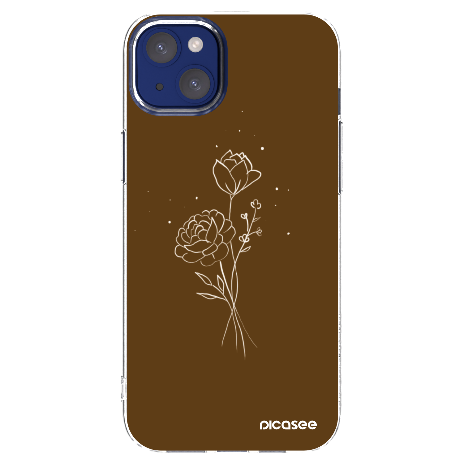 Picasee silikónový prehľadný obal pre Apple iPhone 14 Plus - Brown flowers