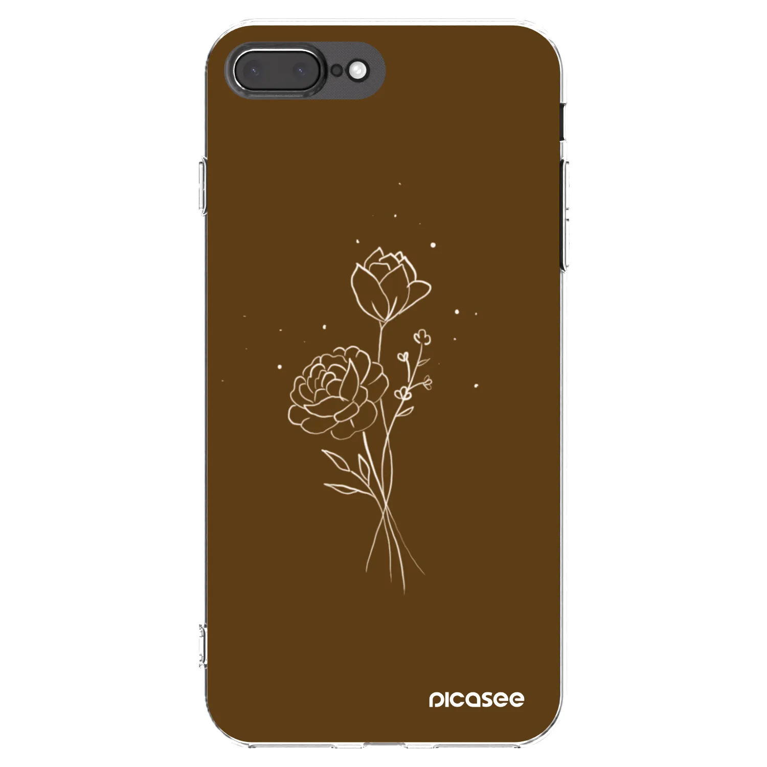 Picasee silikónový prehľadný obal pre Apple iPhone 8 Plus - Brown flowers