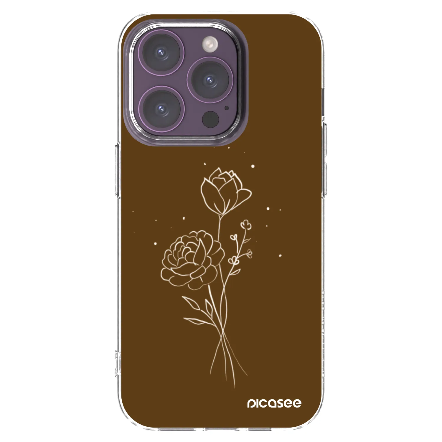 Silikónový prehľadný obal pre Apple iPhone 14 Pro - Brown flowers