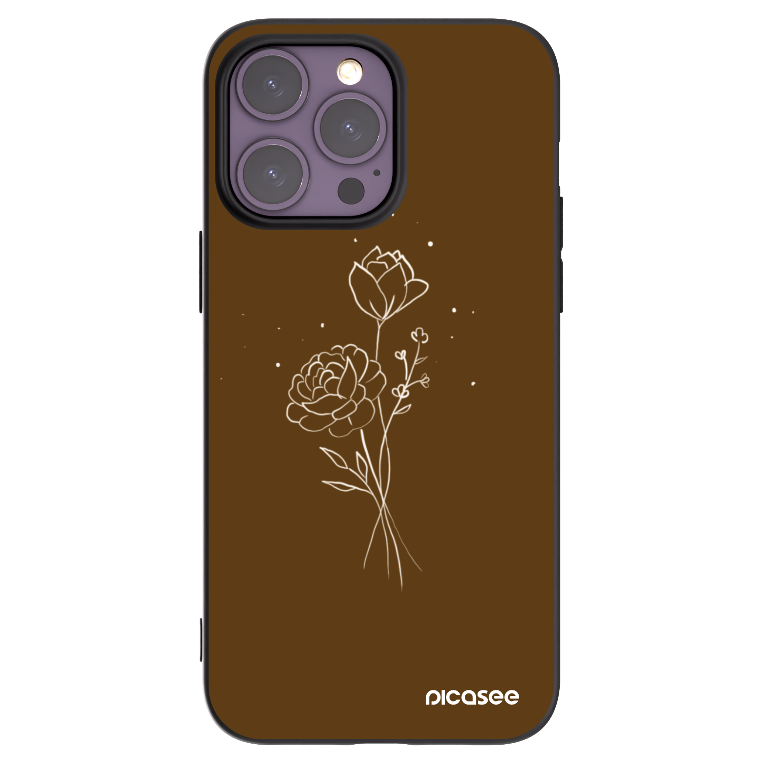 Picasee silikónový čierny obal pre Apple iPhone 14 Pro Max - Brown flowers