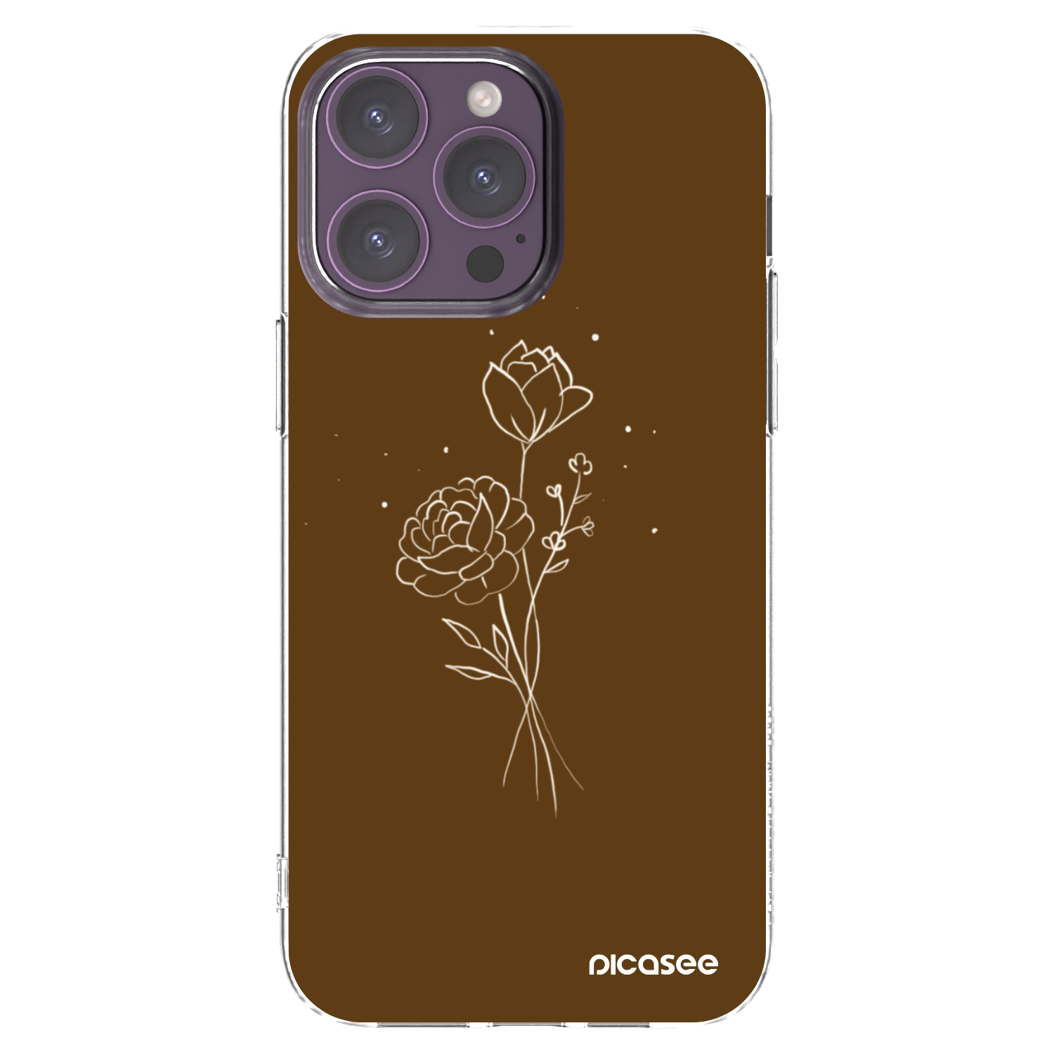 Picasee silikónový prehľadný obal pre Apple iPhone 14 Pro Max - Brown flowers