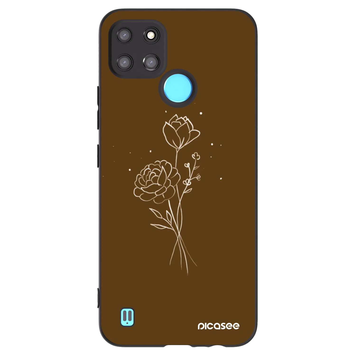 Picasee silikónový čierny obal pre Realme C21Y - Brown flowers