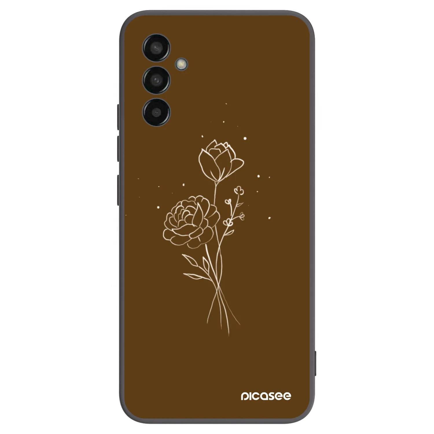 Picasee silikónový čierny obal pre Samsung Galaxy M13 M135F - Brown flowers