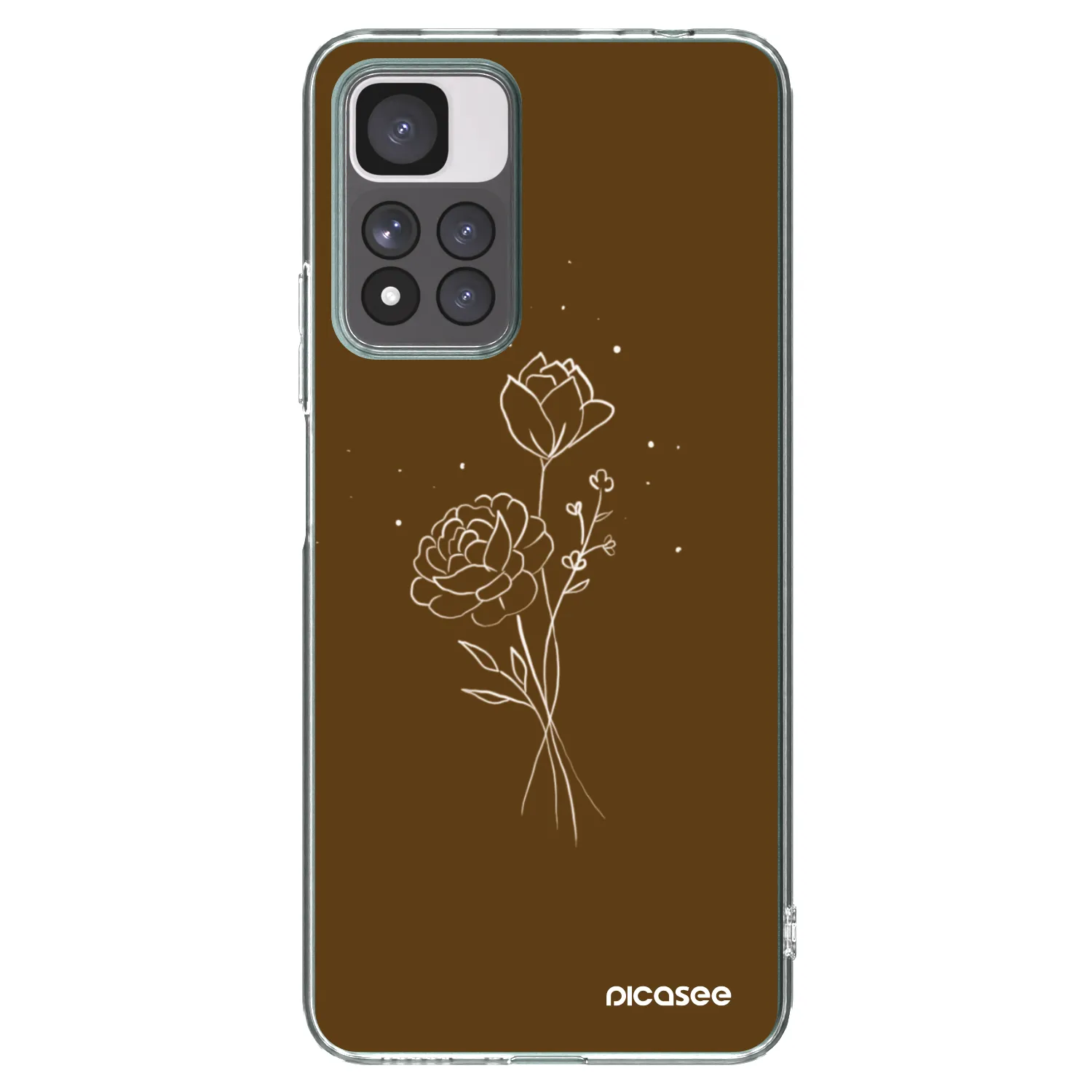 Picasee silikónový prehľadný obal pre Xiaomi Redmi Note 11 Pro+ 5G - Brown flowers