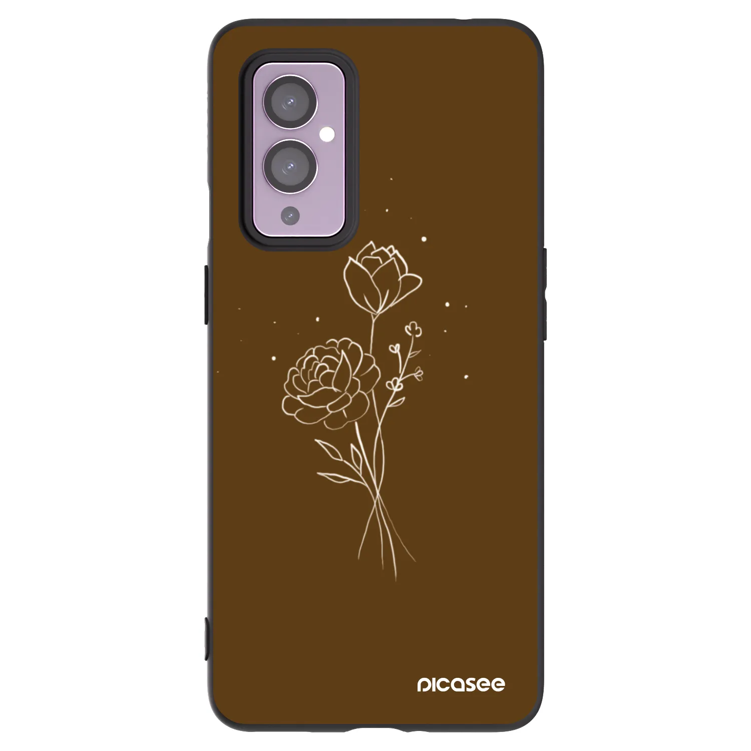 Picasee silikónový čierny obal pre OnePlus 9 - Brown flowers