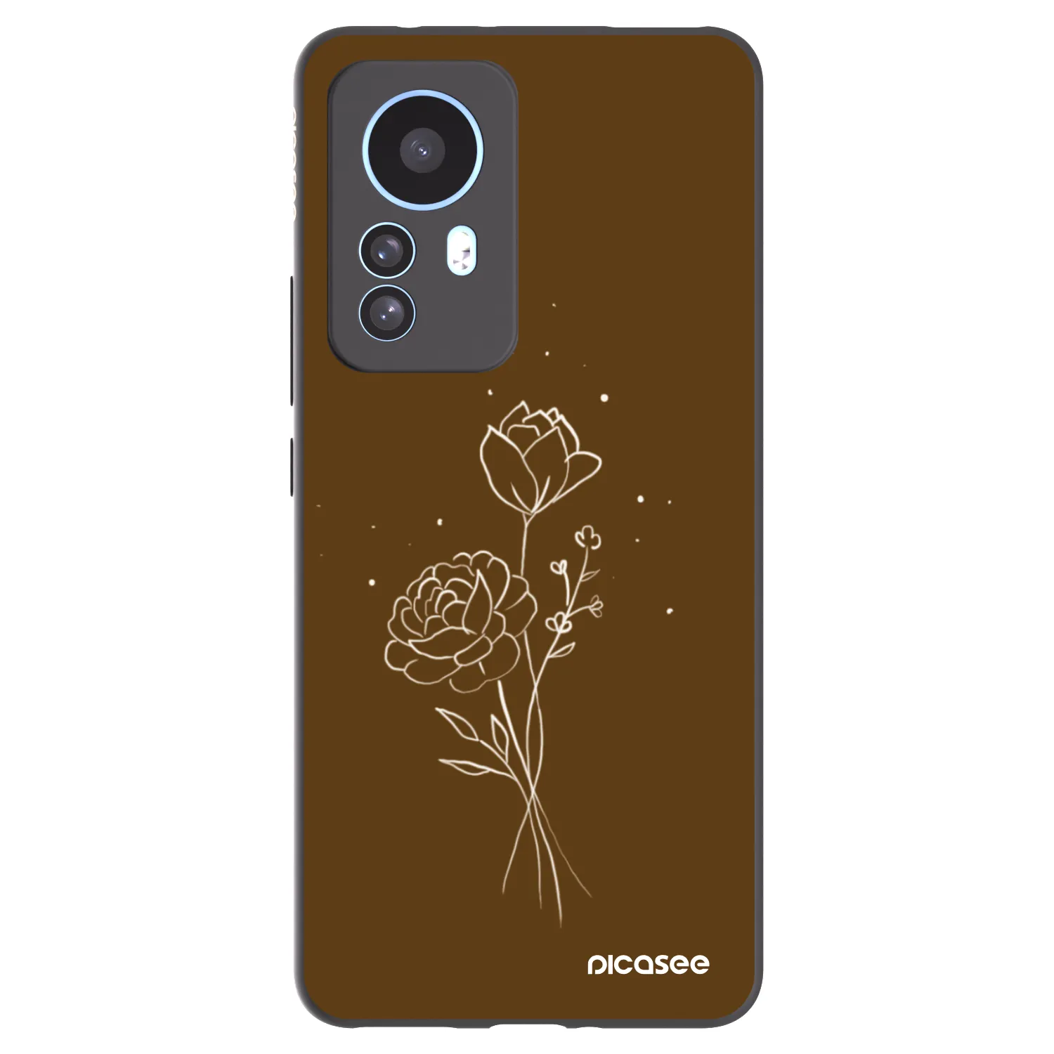 Picasee silikónový čierny obal pre Xiaomi 12T - Brown flowers