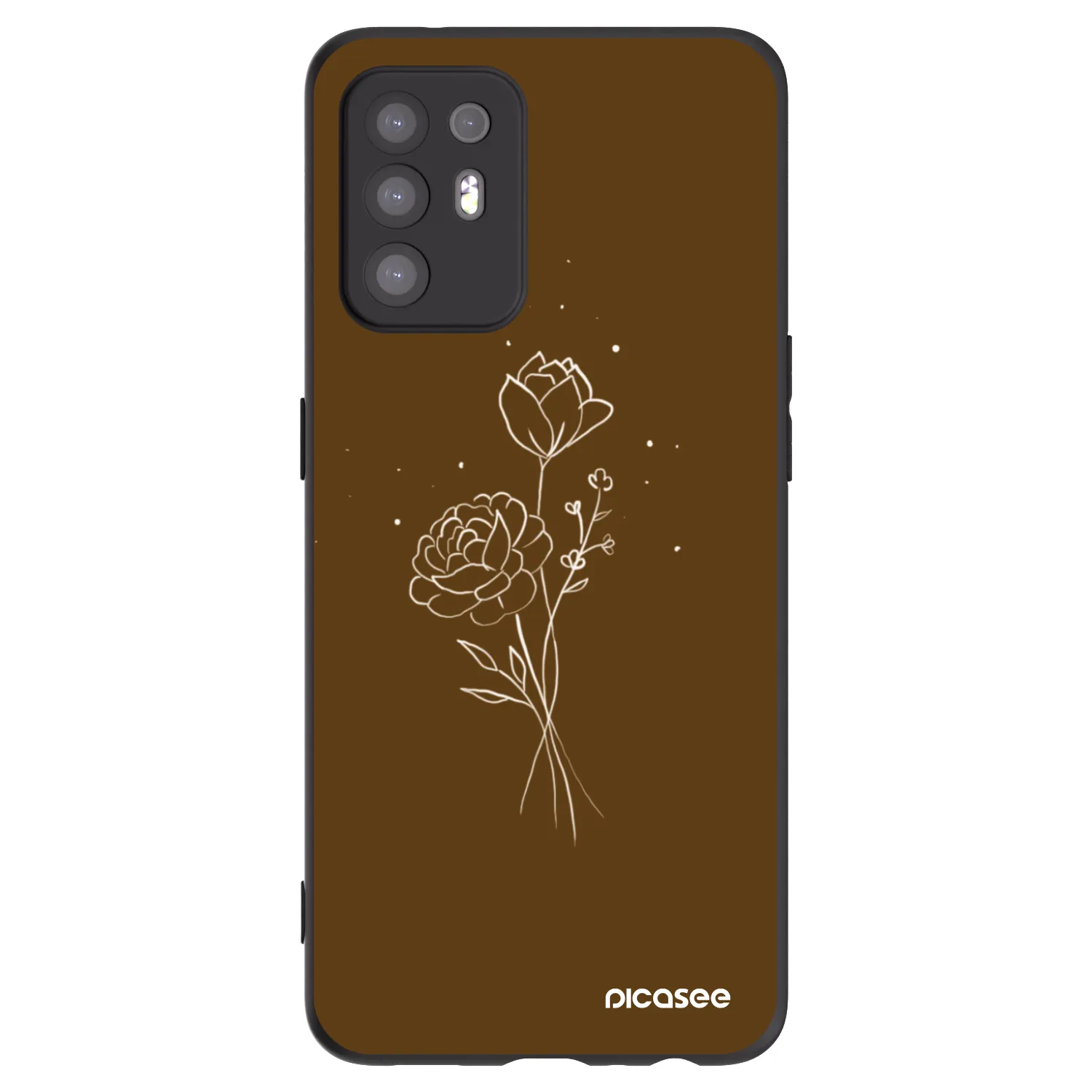 Picasee silikónový čierny obal pre OPPO A94 5G - Brown flowers