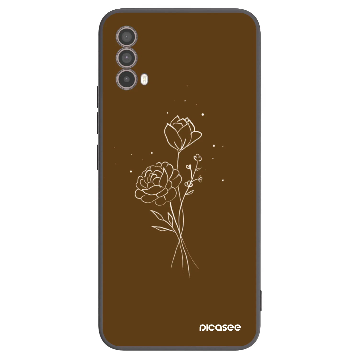 Picasee silikónový čierny obal pre Motorola Moto E40 - Brown flowers