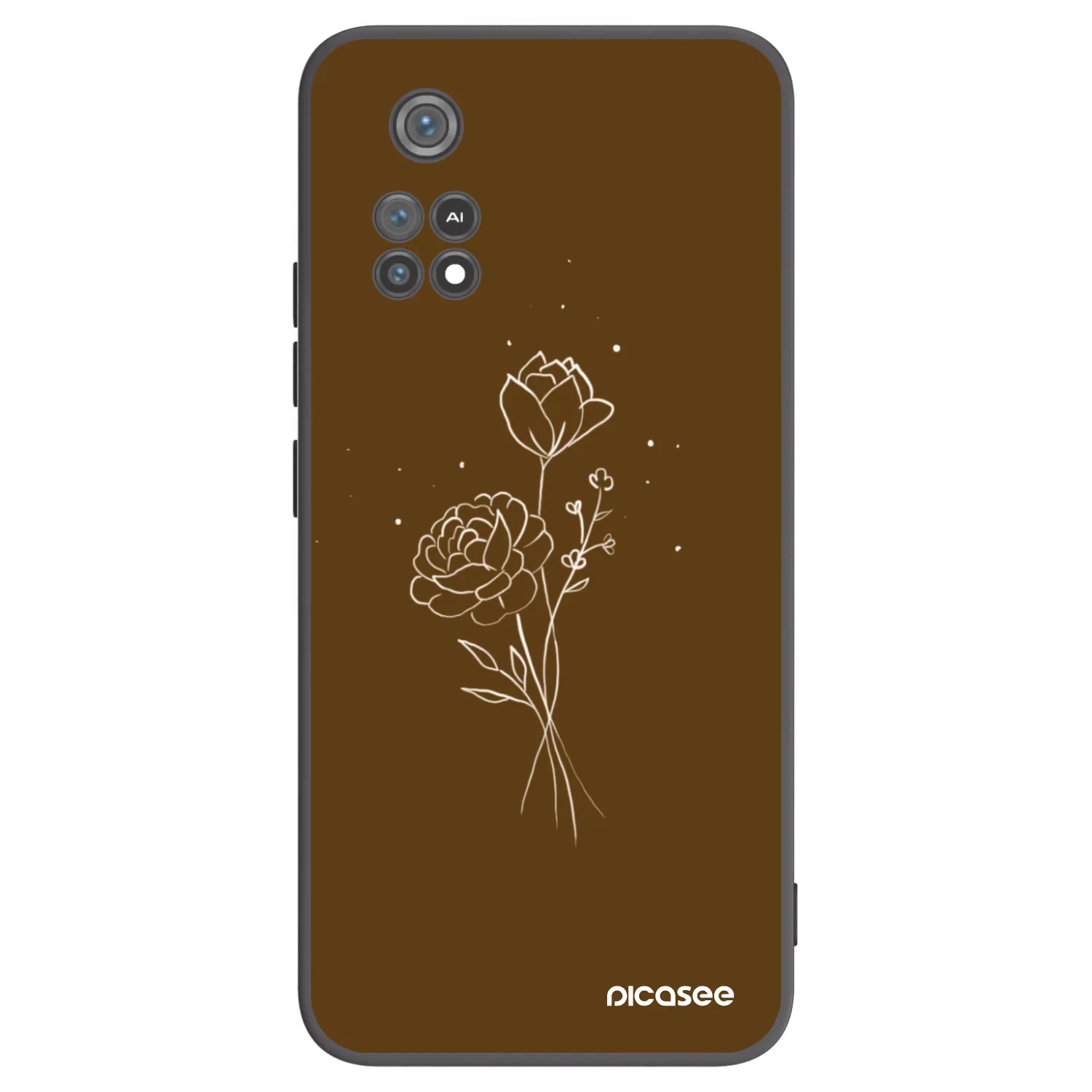 Picasee silikónový čierny obal pre Xiaomi Poco M4 Pro - Brown flowers