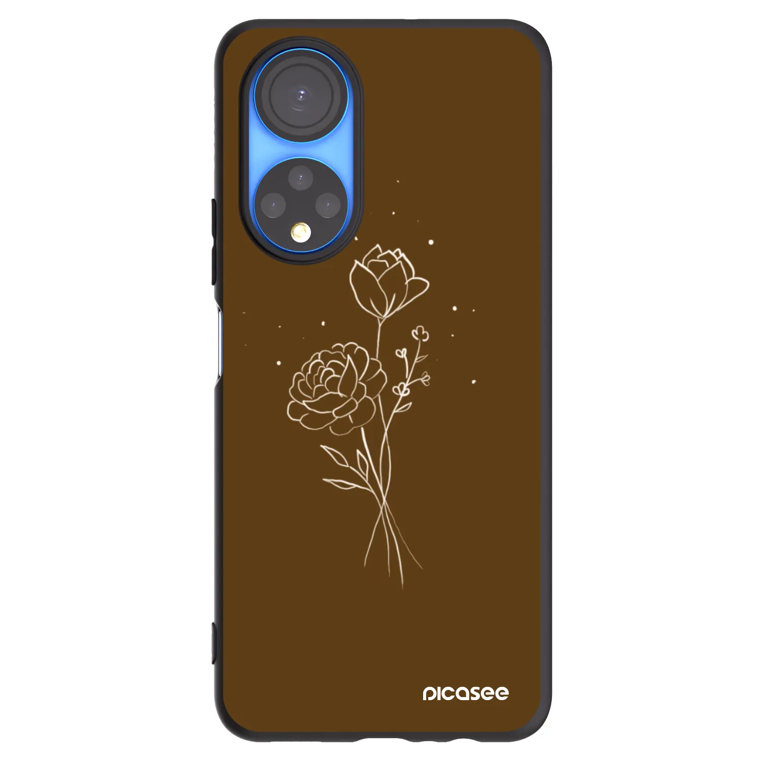 Picasee silikónový čierny obal pre Honor X7 - Brown flowers