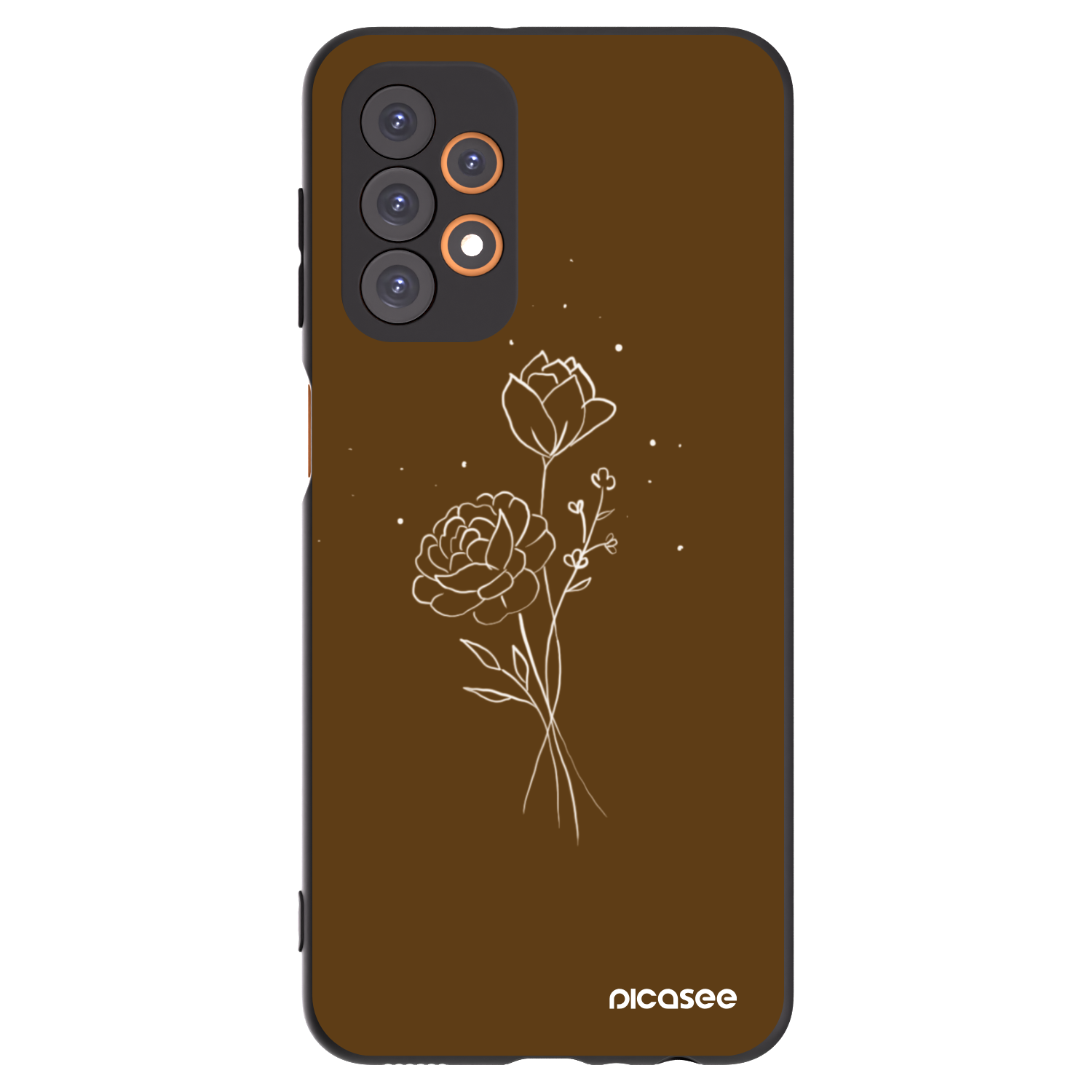 Picasee silikónový čierny obal pre Samsung Galaxy A23 A235F 4G - Brown flowers