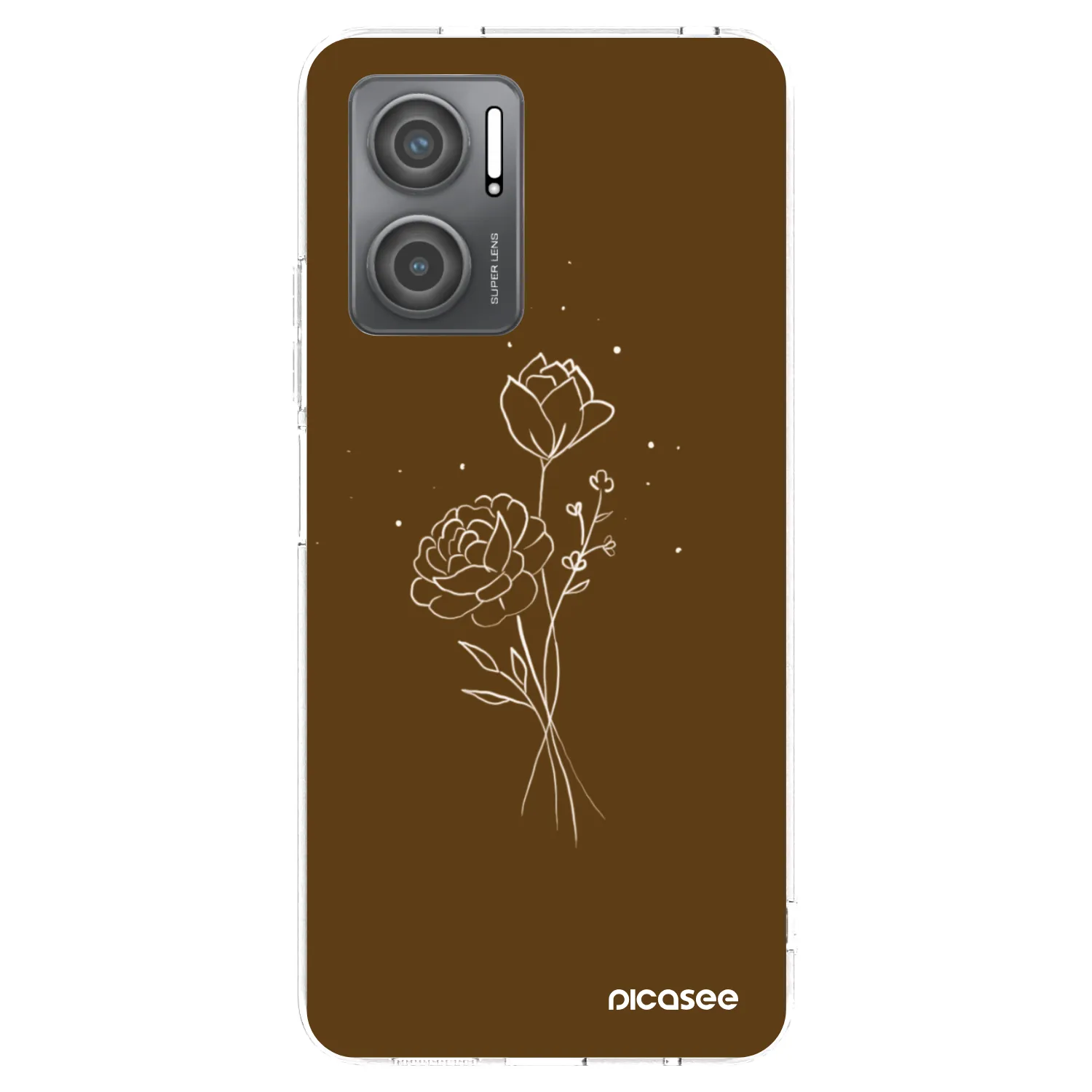 Silikónový prehľadný obal pre Xiaomi Redmi 10 5G - Brown flowers