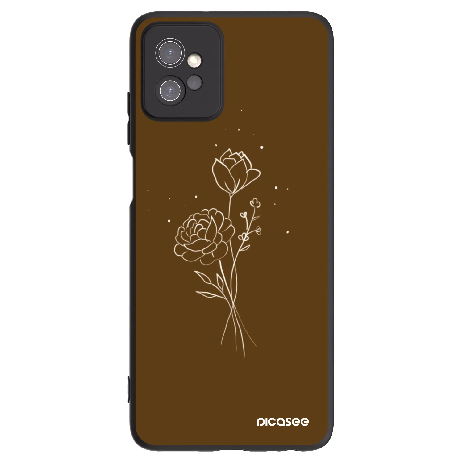 Picasee silikónový čierny obal pre Motorola Moto G32 - Brown flowers