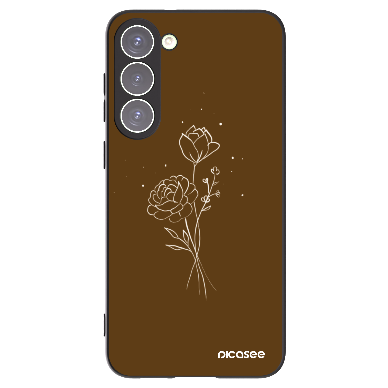 Picasee silikónový čierny obal pre Samsung Galaxy S23+ 5G - Brown flowers
