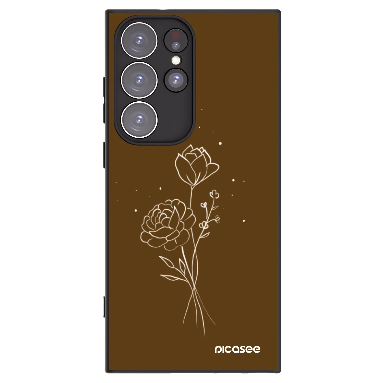 Picasee silikónový čierny obal pre Samsung Galaxy S23 Ultra 5G - Brown flowers