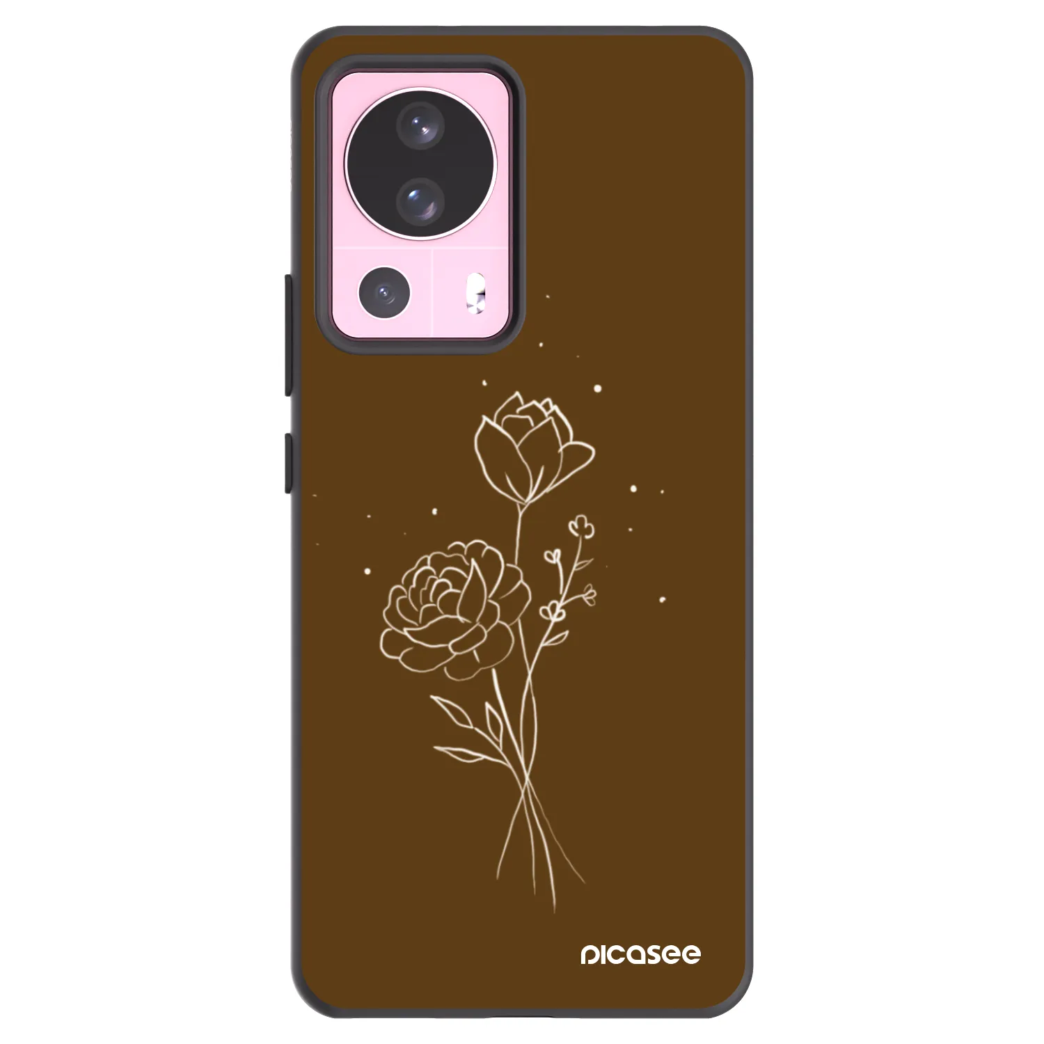 Picasee silikónový čierny obal pre Xiaomi 13 Lite - Brown flowers
