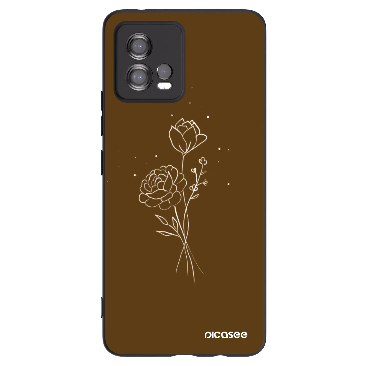 Picasee silikónový čierny obal pre Motorola Moto G72 - Brown flowers