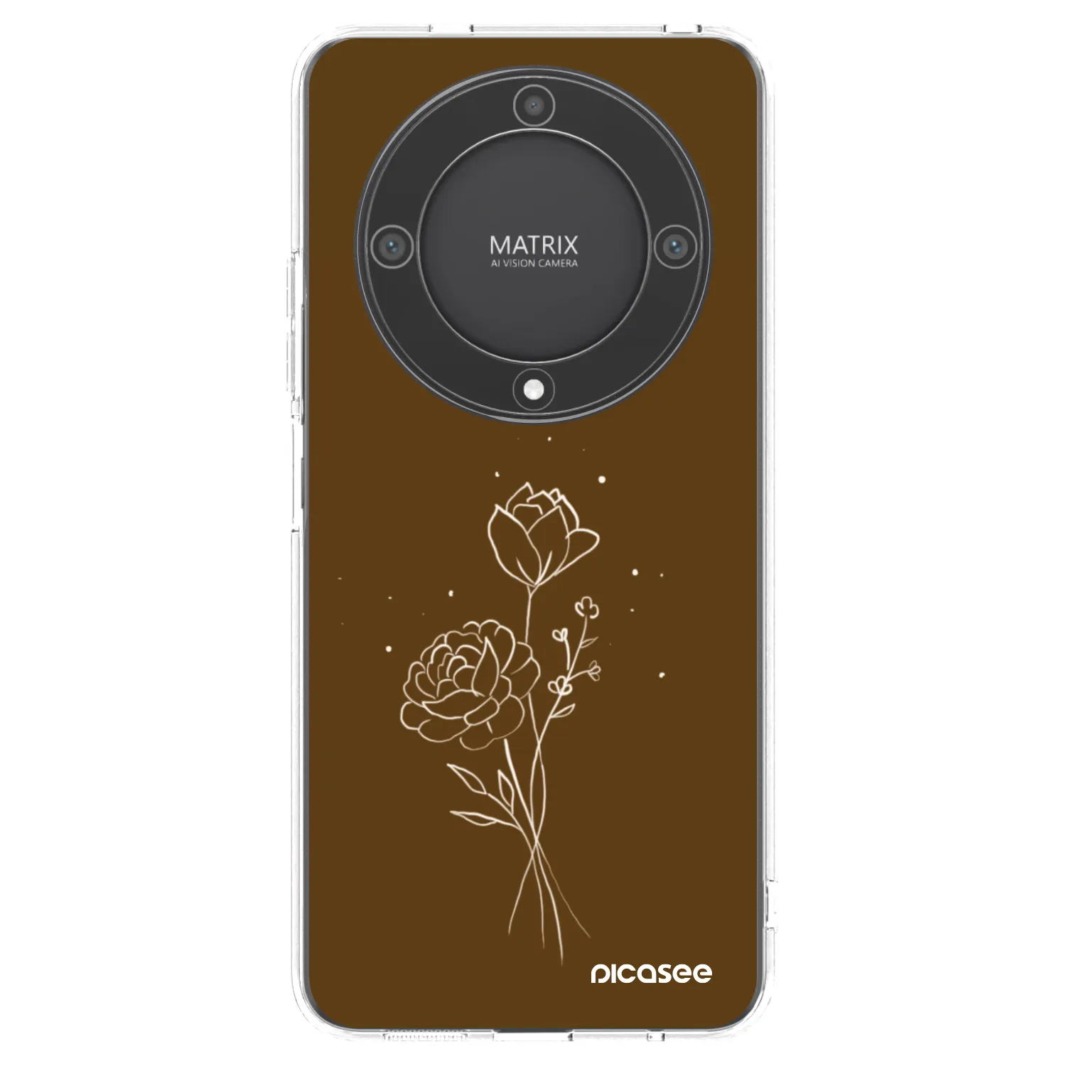 Picasee silikónový prehľadný obal pre Honor Magic5 Lite 5G - Brown flowers