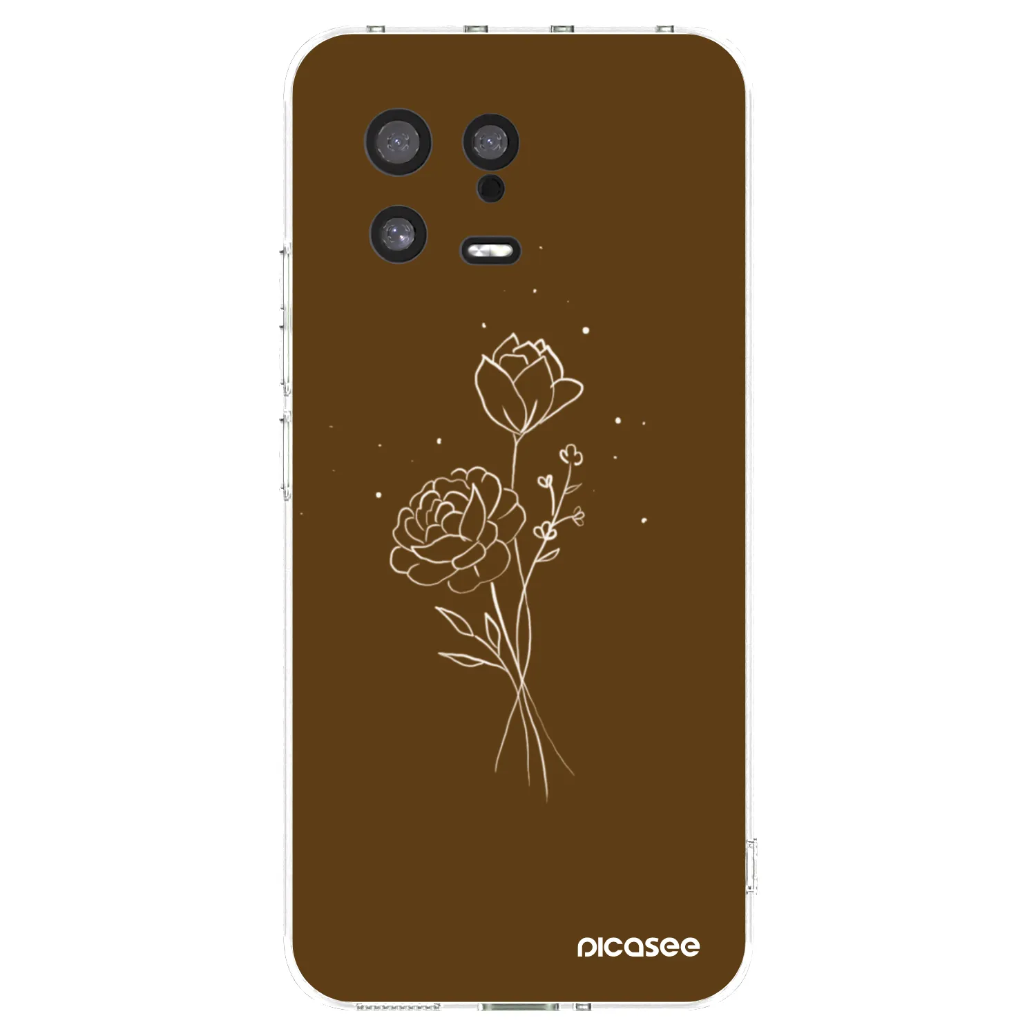 Silikónový prehľadný obal pre Xiaomi 13 - Brown flowers