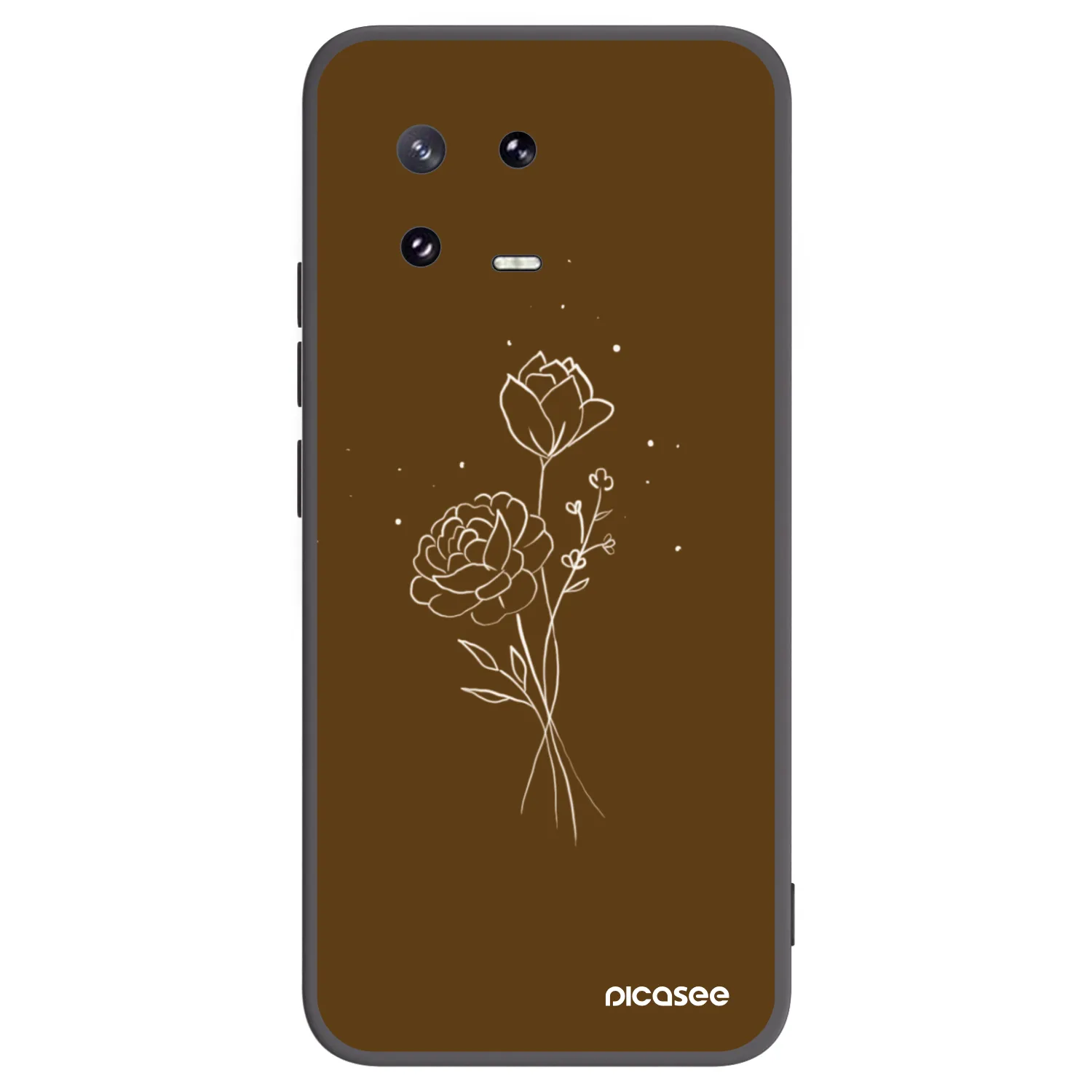 Picasee silikónový čierny obal pre Xiaomi 13 Pro - Brown flowers