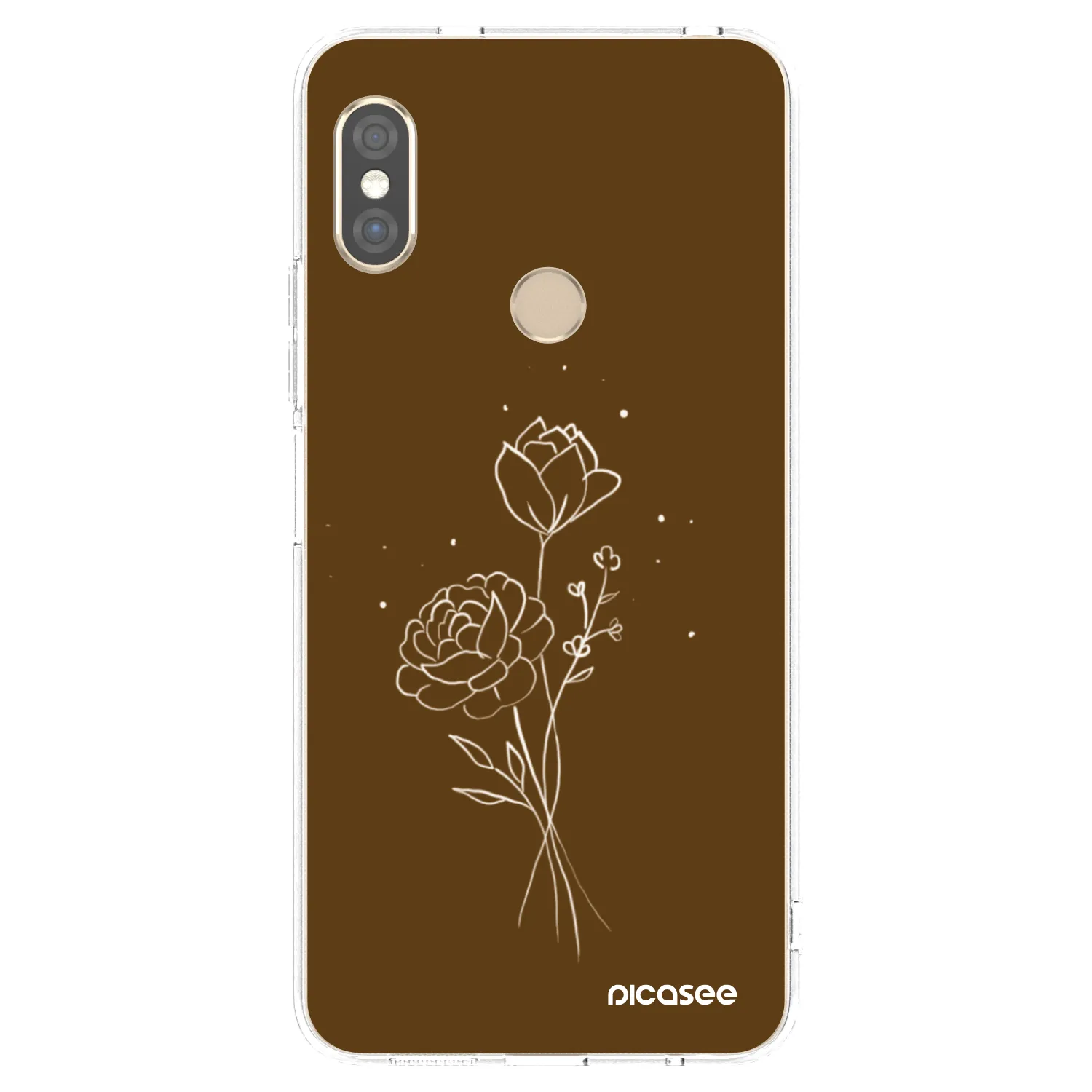 Silikónový prehľadný obal pre Xiaomi Redmi Note 5 Global - Brown flowers