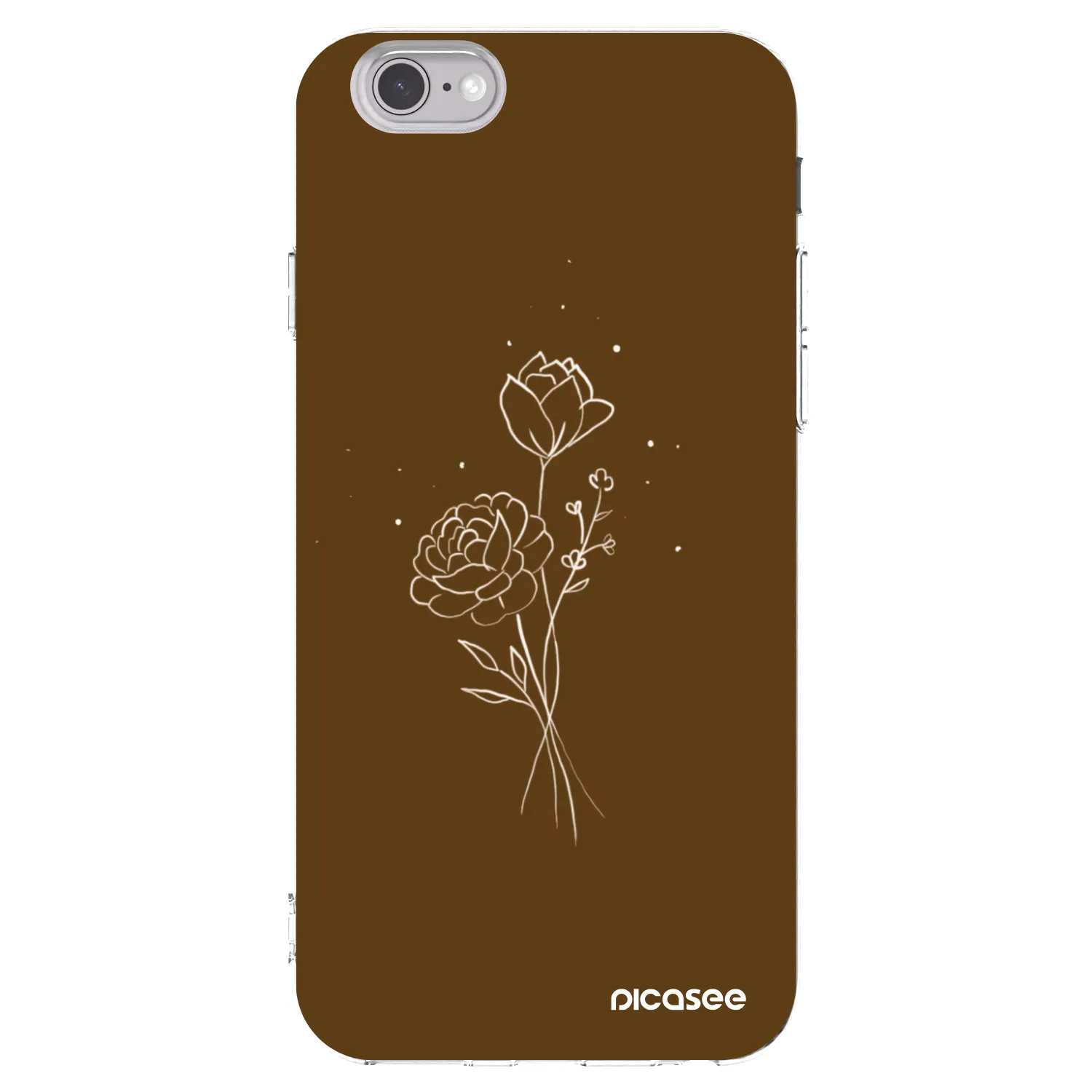 Picasee silikónový prehľadný obal pre Apple iPhone 6/6S - Brown flowers