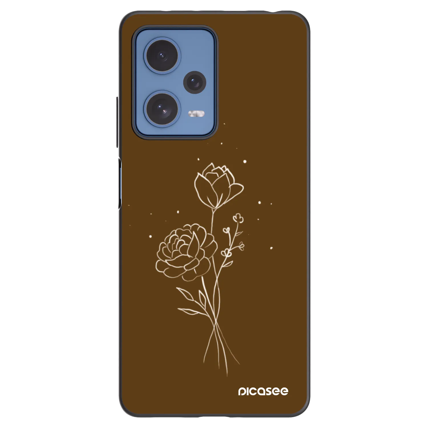 Picasee silikónový čierny obal pre Xiaomi Redmi Note 12 Pro 5G - Brown flowers