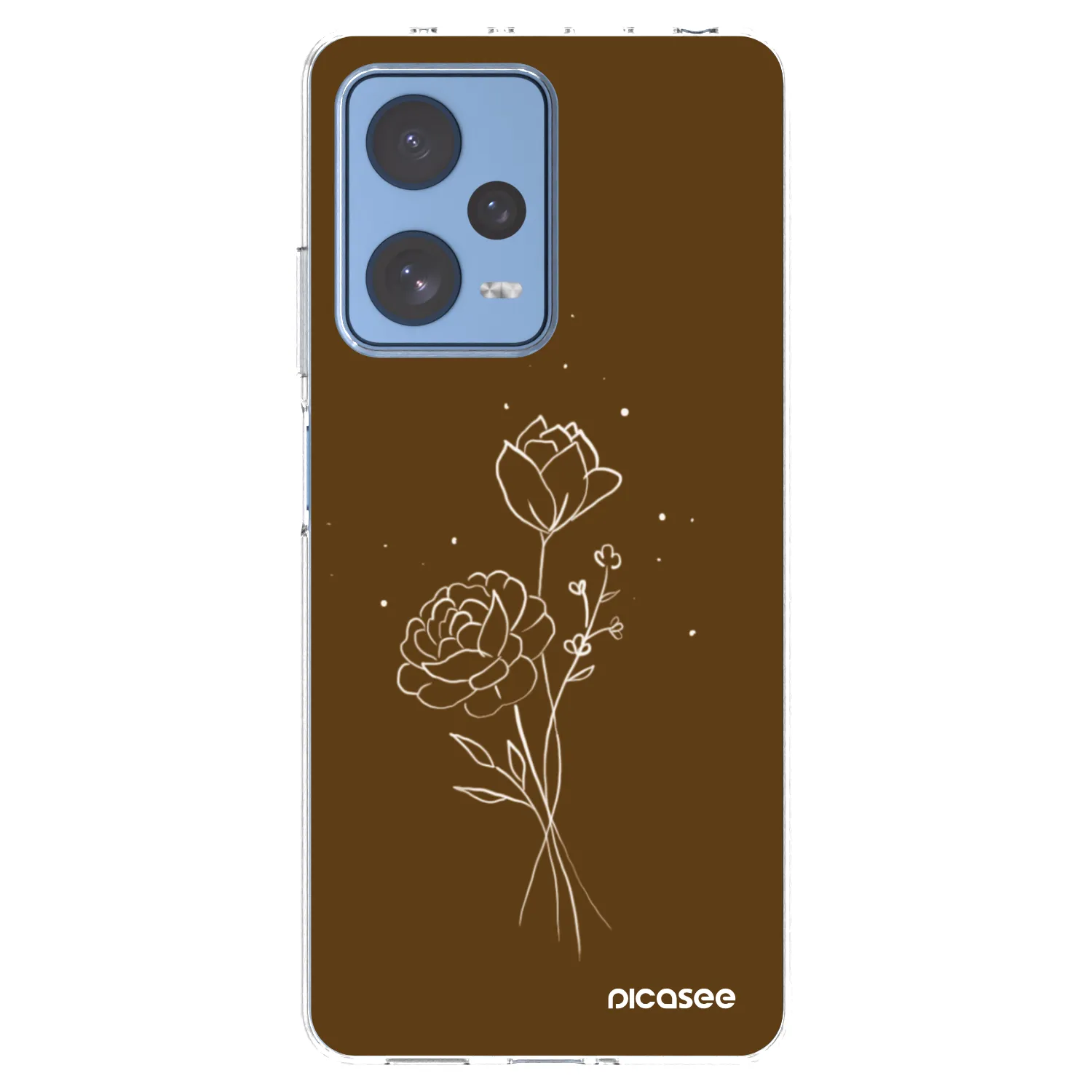 Picasee silikónový prehľadný obal pre Xiaomi Redmi Note 12 Pro 5G - Brown flowers