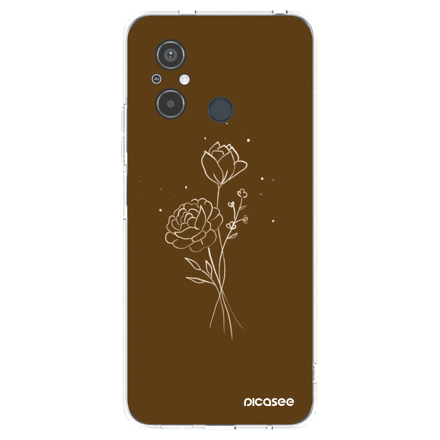 Silikónový prehľadný obal pre Xiaomi Redmi 12C - Brown flowers