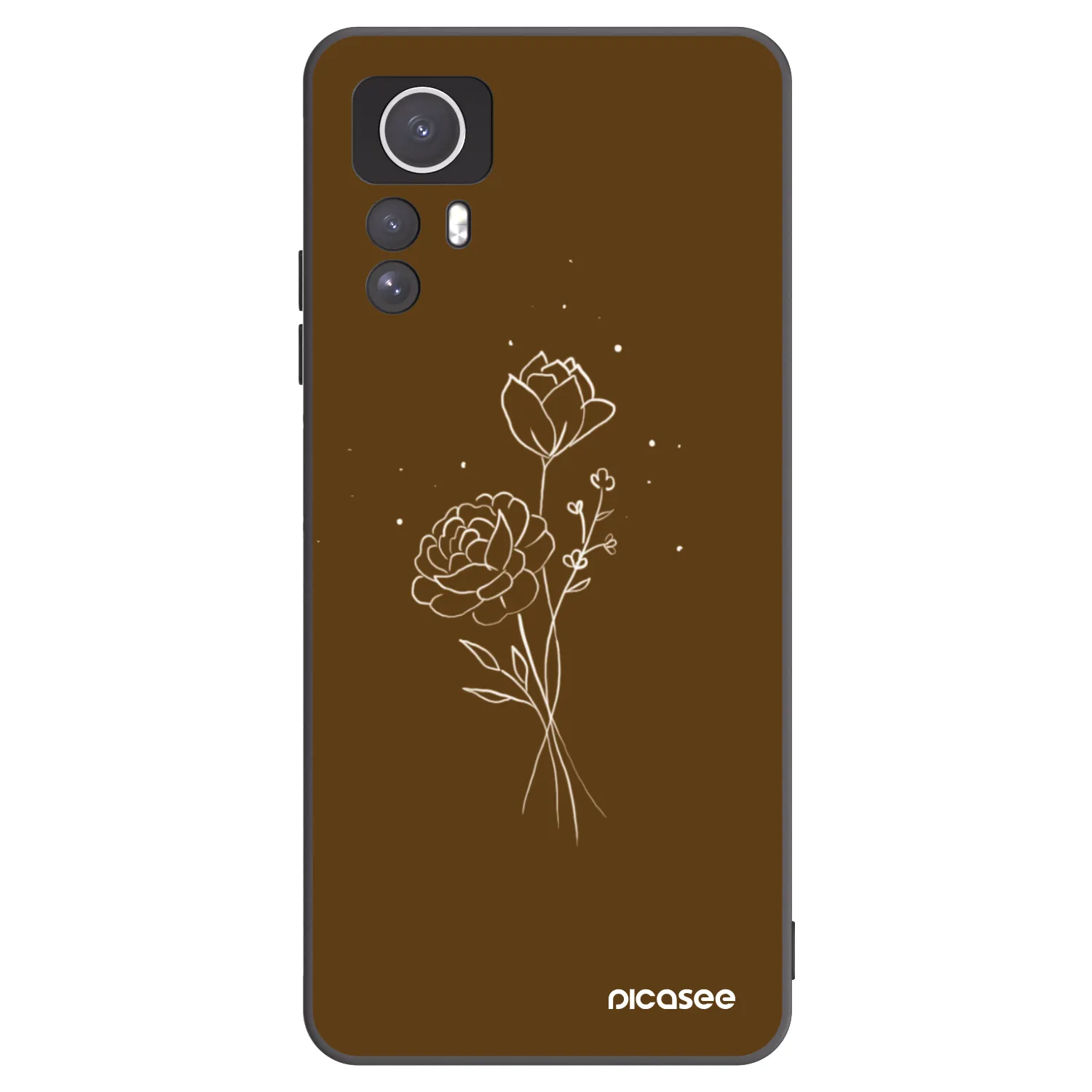Picasee silikónový čierny obal pre Xiaomi Redmi Note 12S - Brown flowers