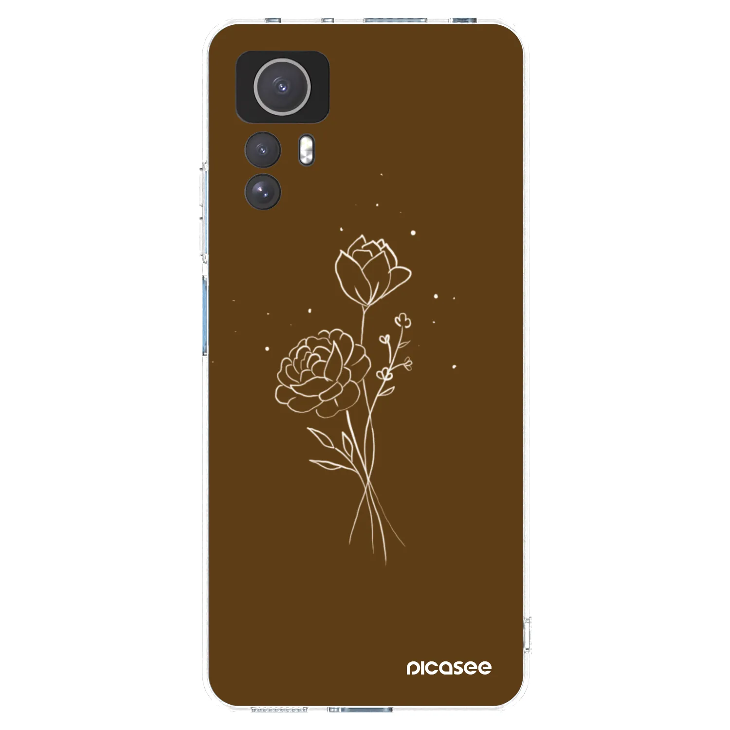 Picasee silikónový prehľadný obal pre Xiaomi Redmi Note 12S - Brown flowers