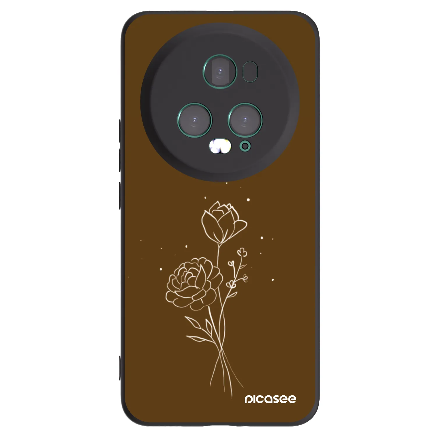 Picasee silikónový čierny obal pre Honor Magic5 Pro - Brown flowers