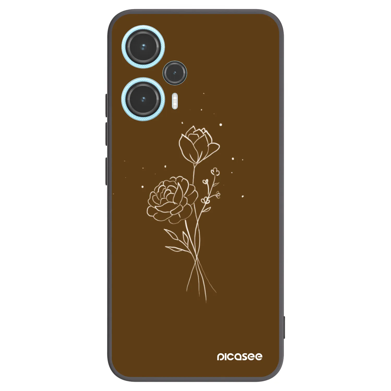 Picasee silikónový čierny obal pre Xiaomi Poco F5 - Brown flowers