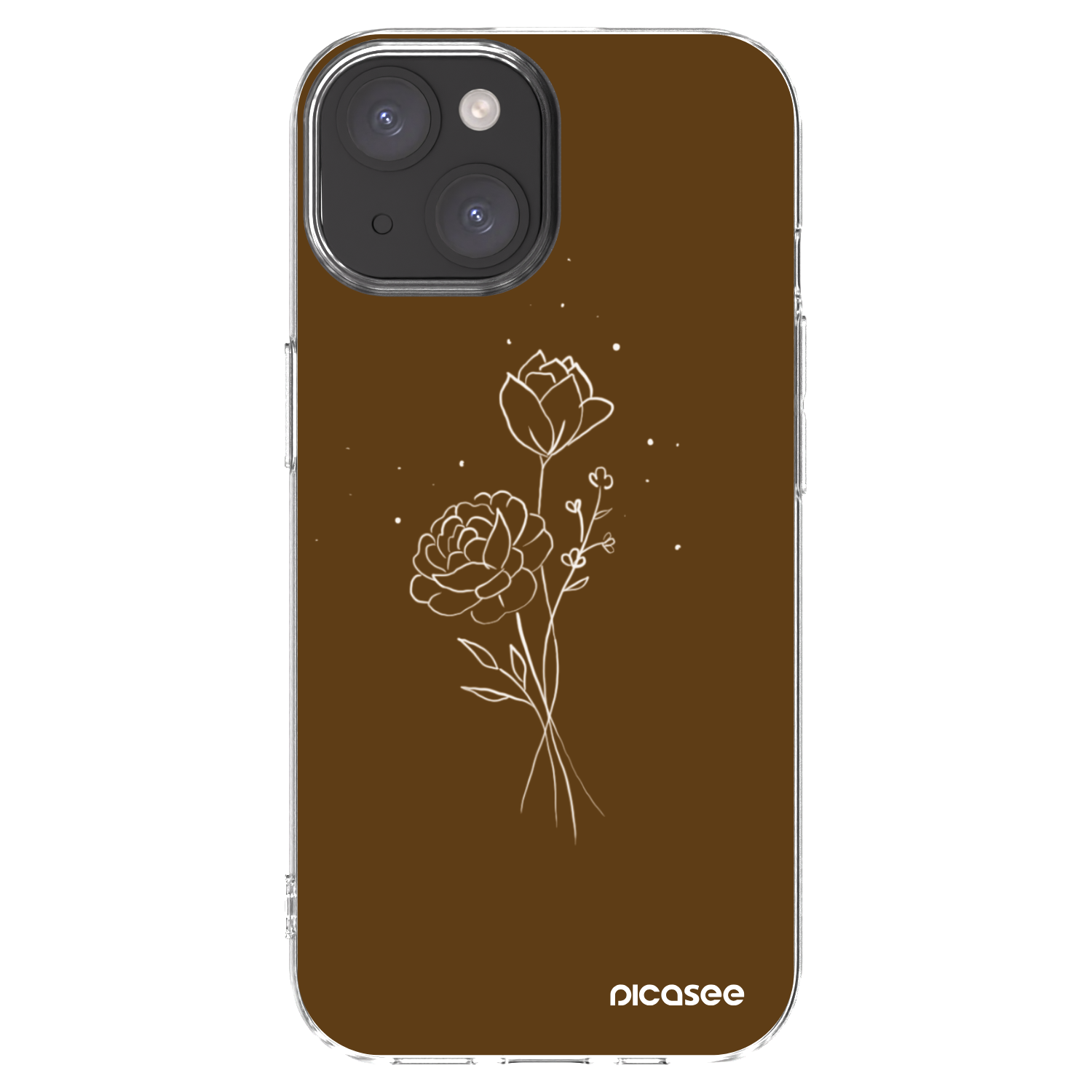 Picasee silikónový prehľadný obal pre Apple iPhone 15 - Brown flowers
