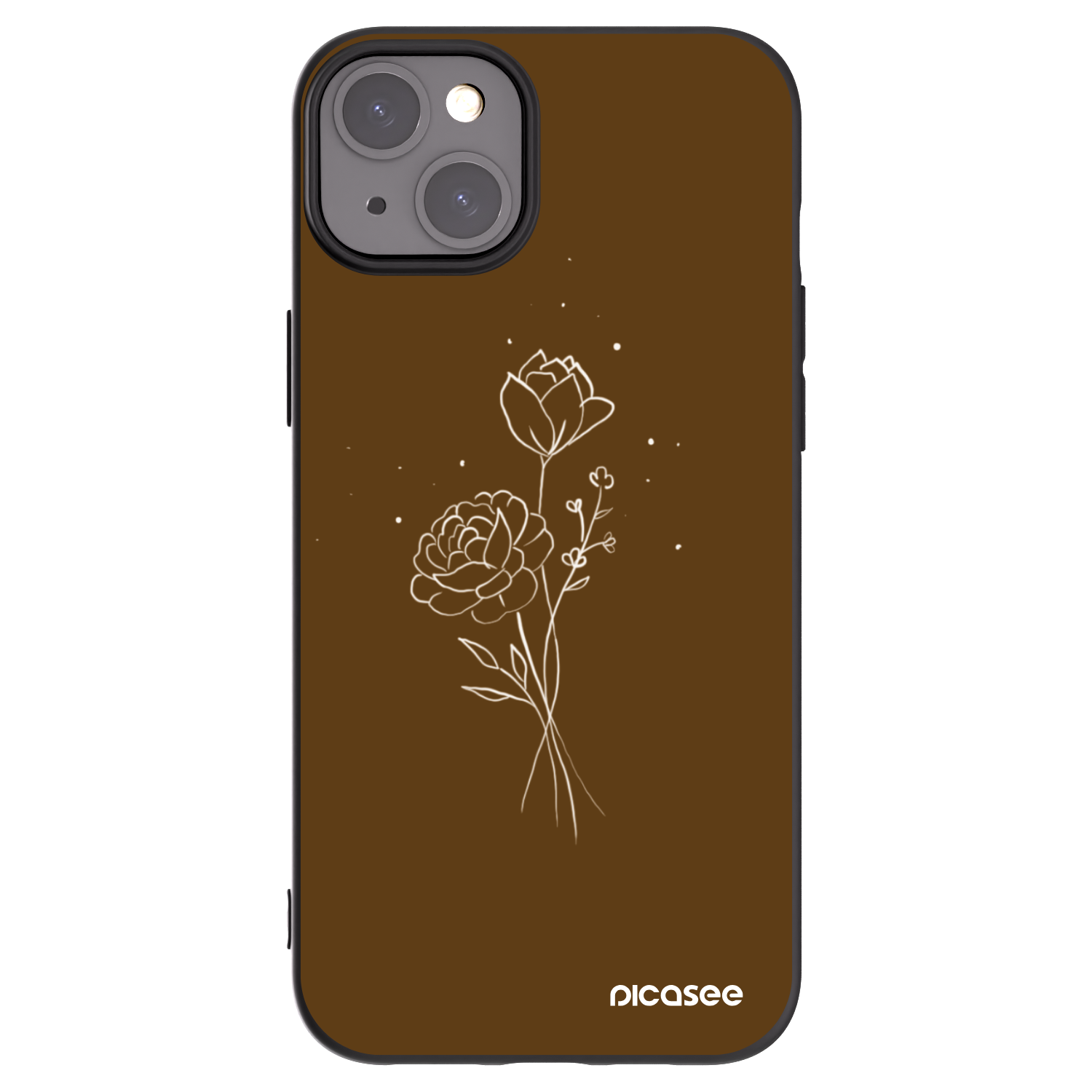 Picasee silikónový čierny obal pre Apple iPhone 15 Plus - Brown flowers