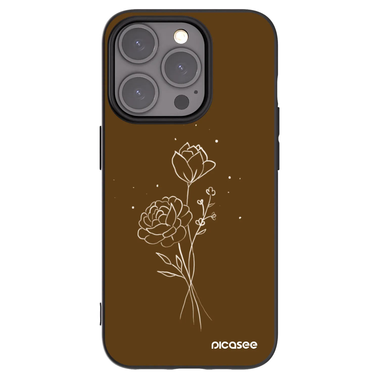 Silikónový čierny obal pre Apple iPhone 15 Pro - Brown flowers