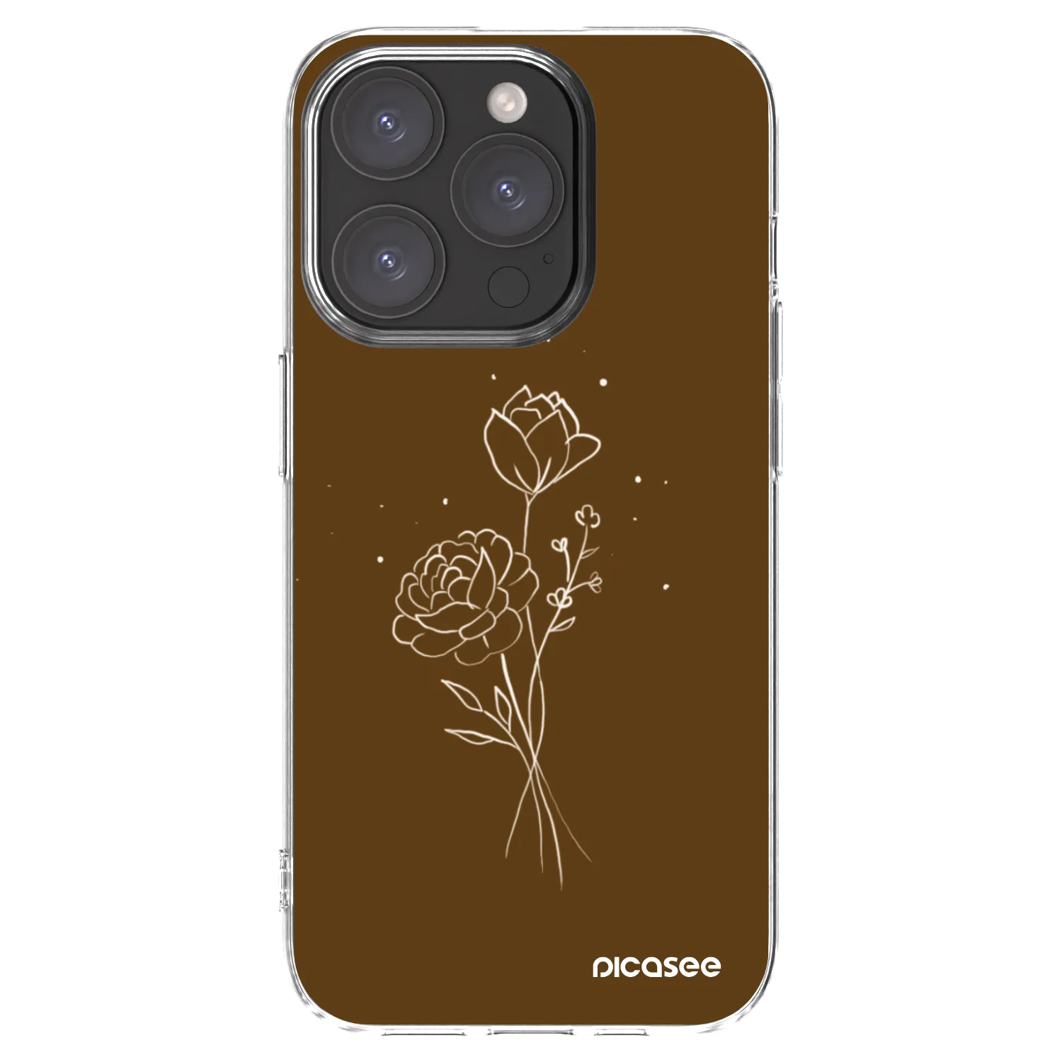 Silikónový prehľadný obal pre Apple iPhone 15 Pro - Brown flowers