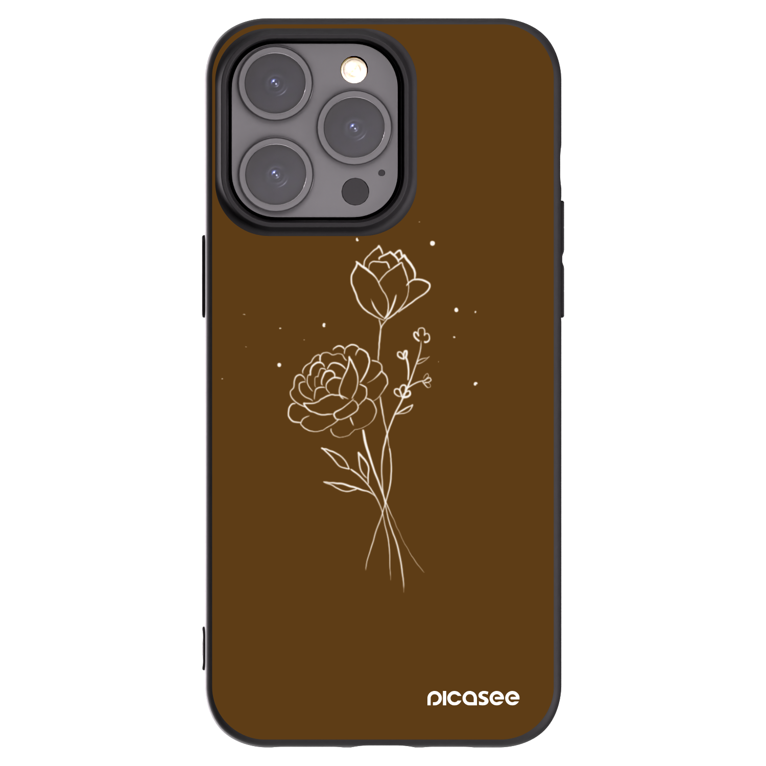 Picasee silikónový čierny obal pre Apple iPhone 15 Pro Max - Brown flowers