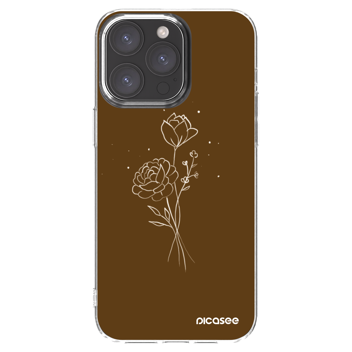 Picasee silikónový prehľadný obal pre Apple iPhone 15 Pro Max - Brown flowers