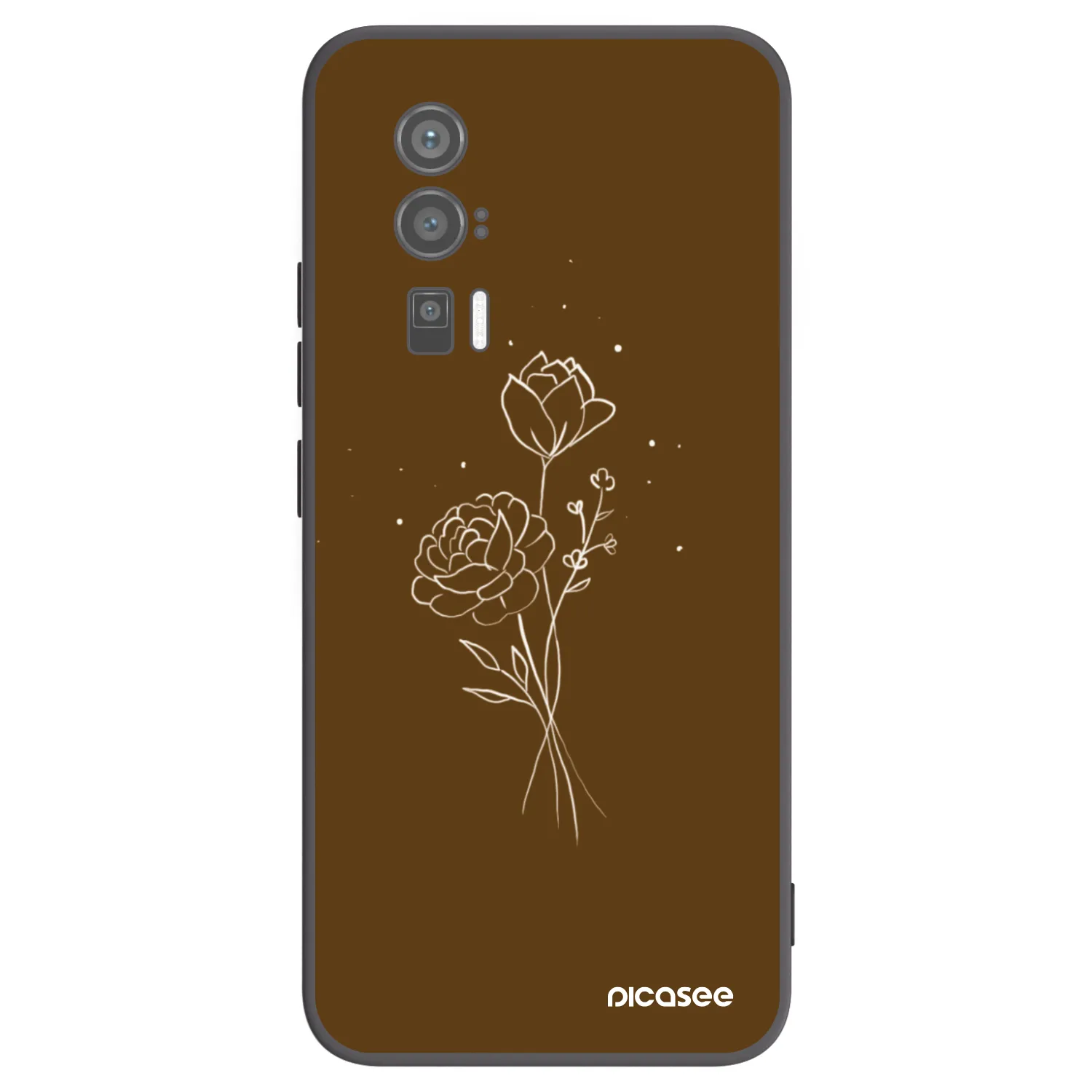 Picasee silikónový čierny obal pre Xiaomi Poco F5 Pro 5G - Brown flowers