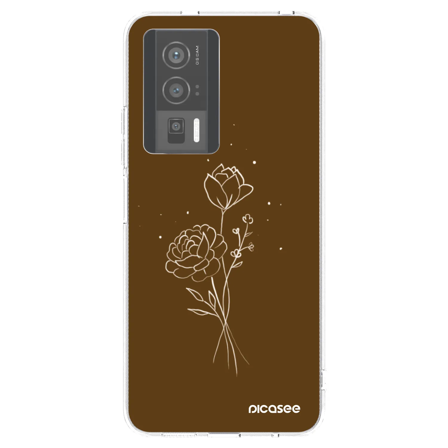 Picasee silikónový prehľadný obal pre Xiaomi Poco F5 Pro 5G - Brown flowers