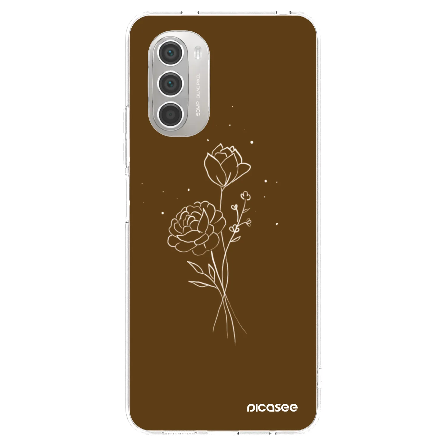 Picasee silikónový prehľadný obal pre Motorola Moto G51 - Brown flowers