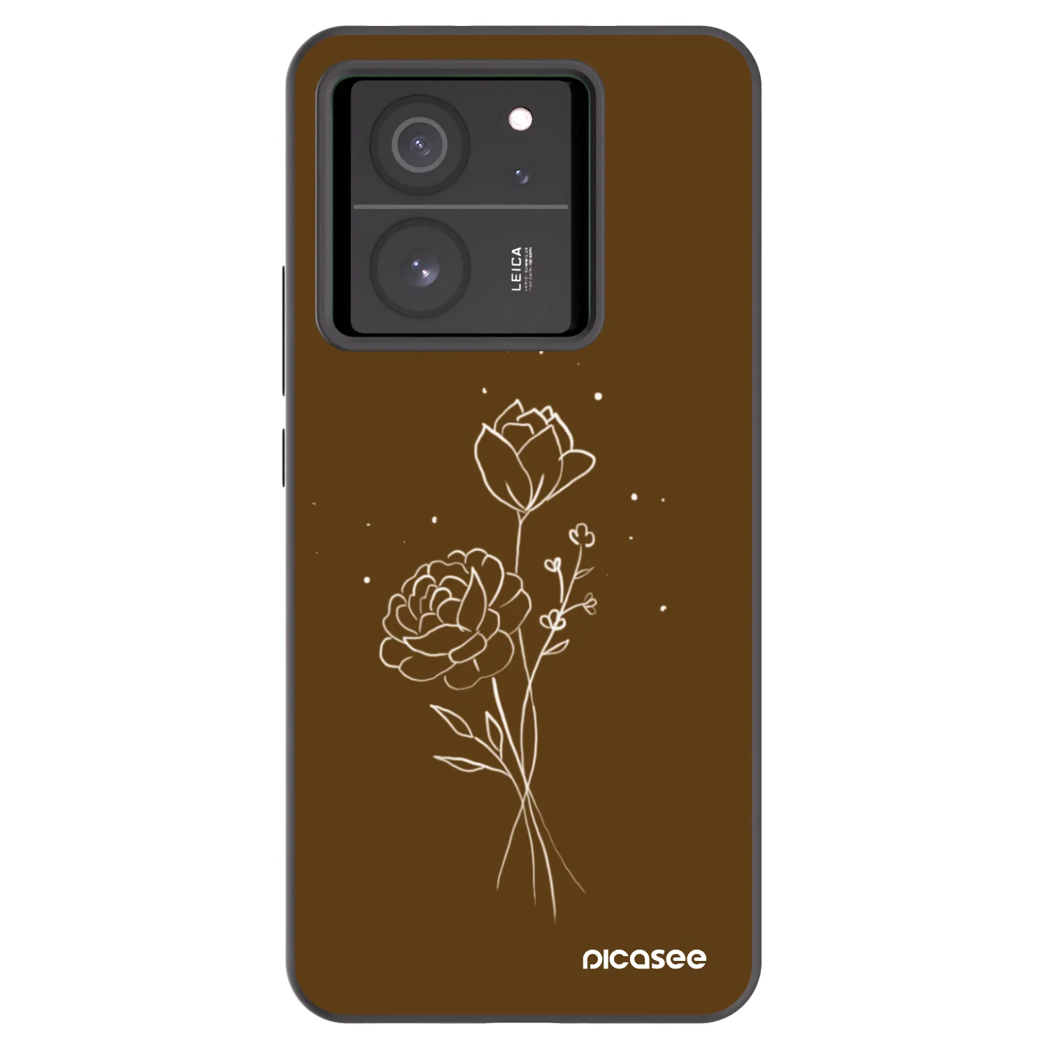 Picasee silikónový čierny obal pre Xiaomi 13T - Brown flowers
