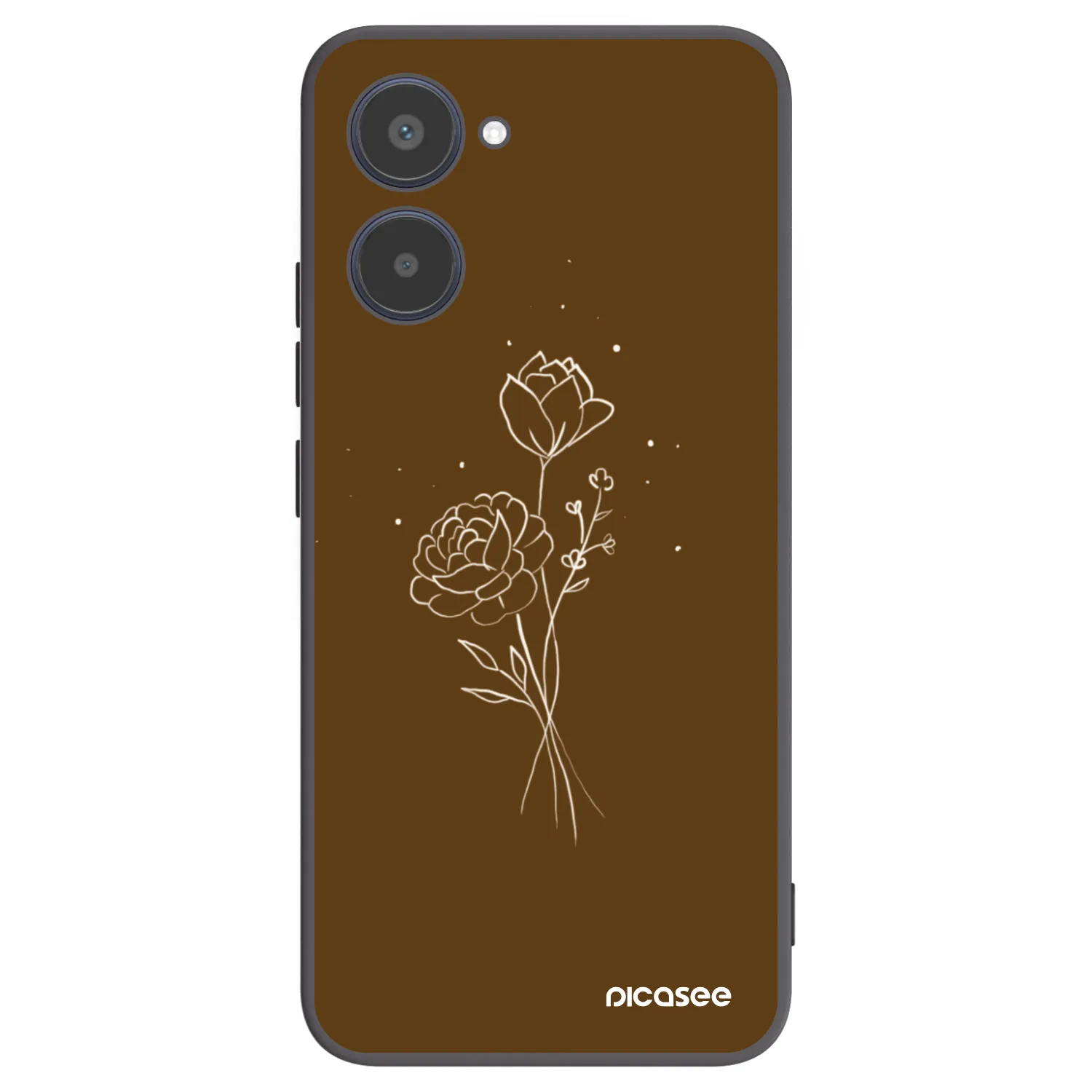 Picasee silikónový čierny obal pre Realme 10 4G - Brown flowers
