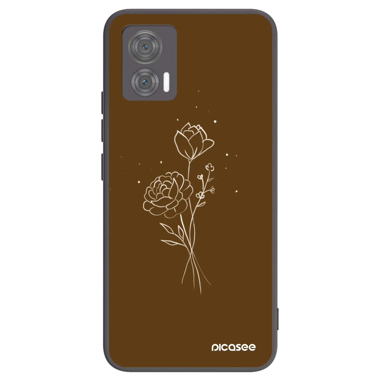 Picasee silikónový čierny obal pre Motorola Edge 30 Neo - Brown flowers