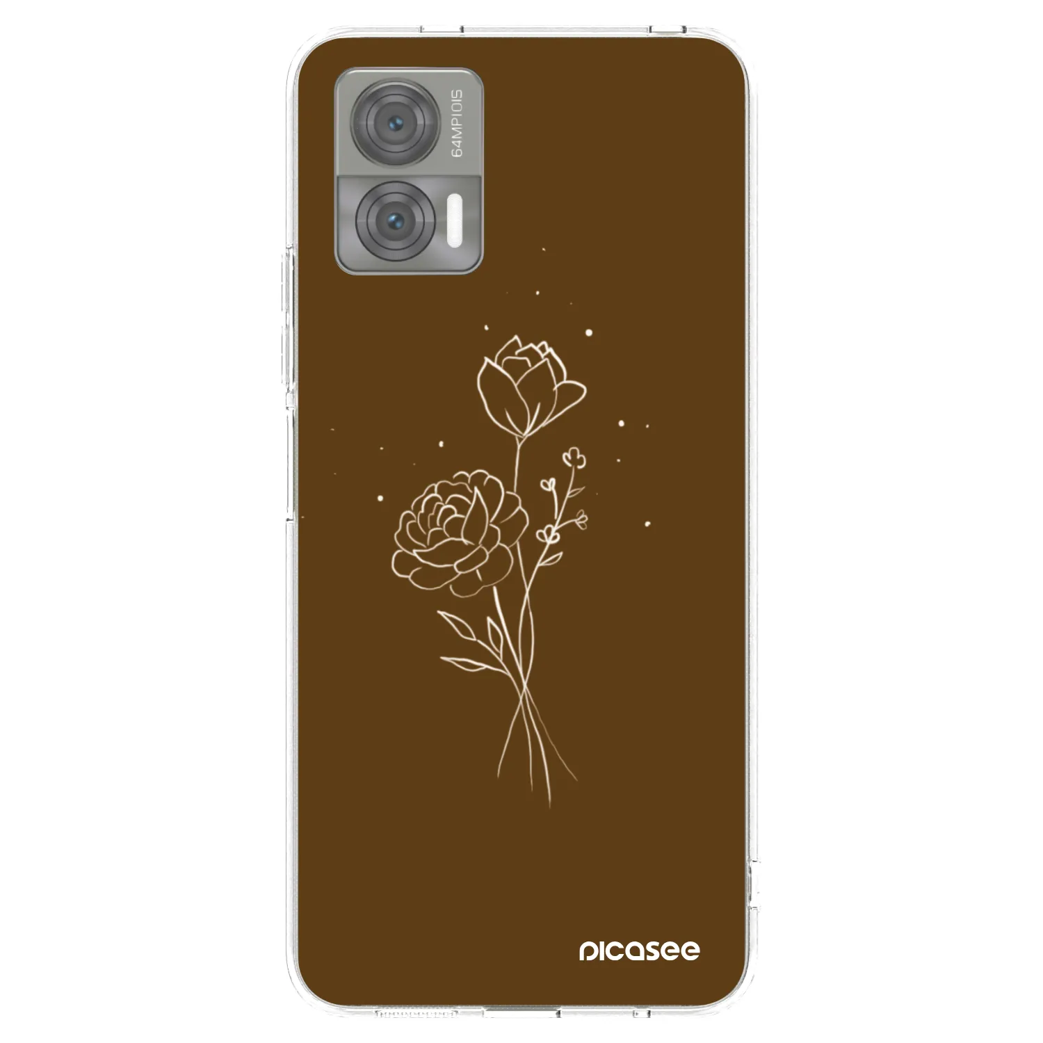Picasee silikónový prehľadný obal pre Motorola Edge 30 Neo - Brown flowers