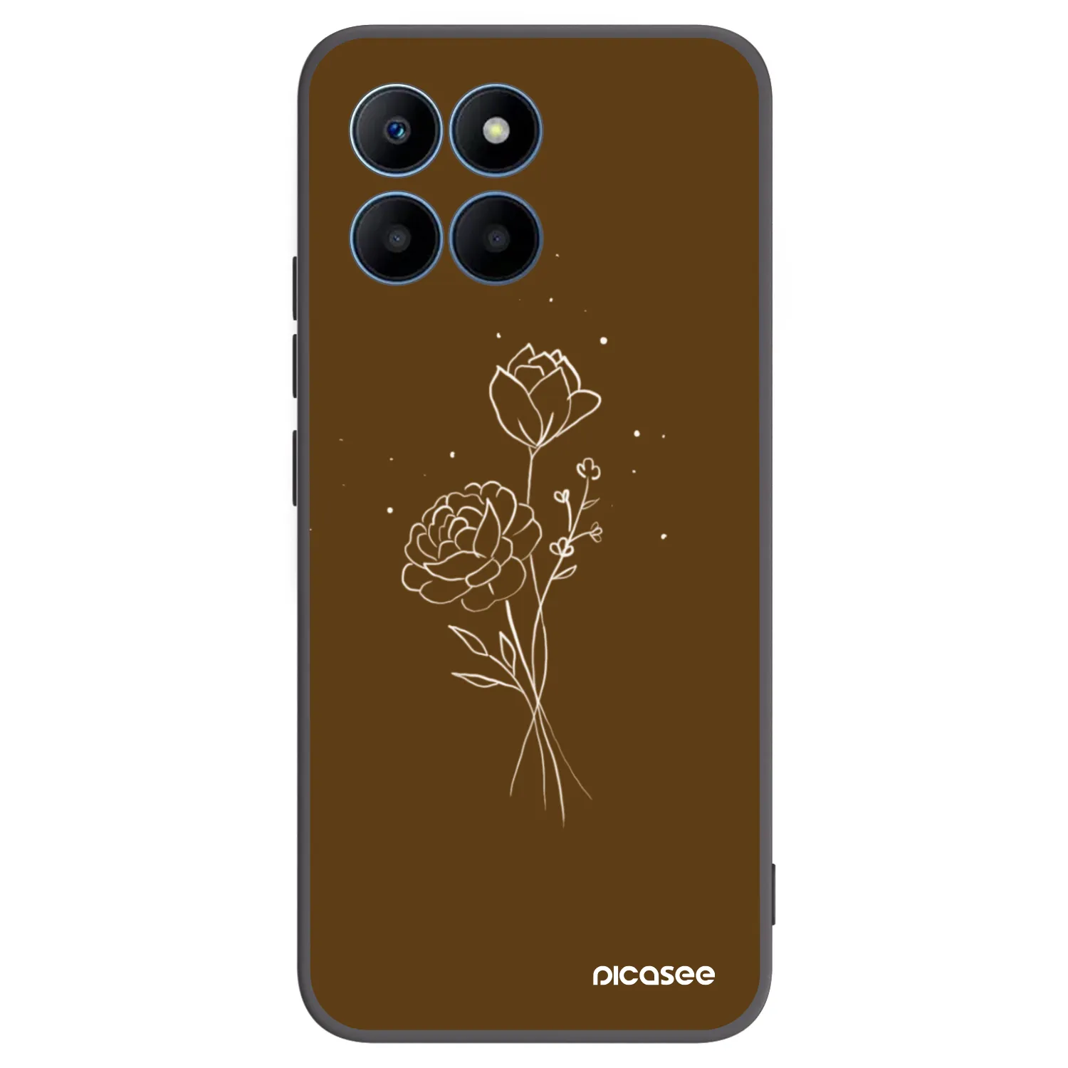 Picasee silikónový čierny obal pre Honor 70 Lite - Brown flowers