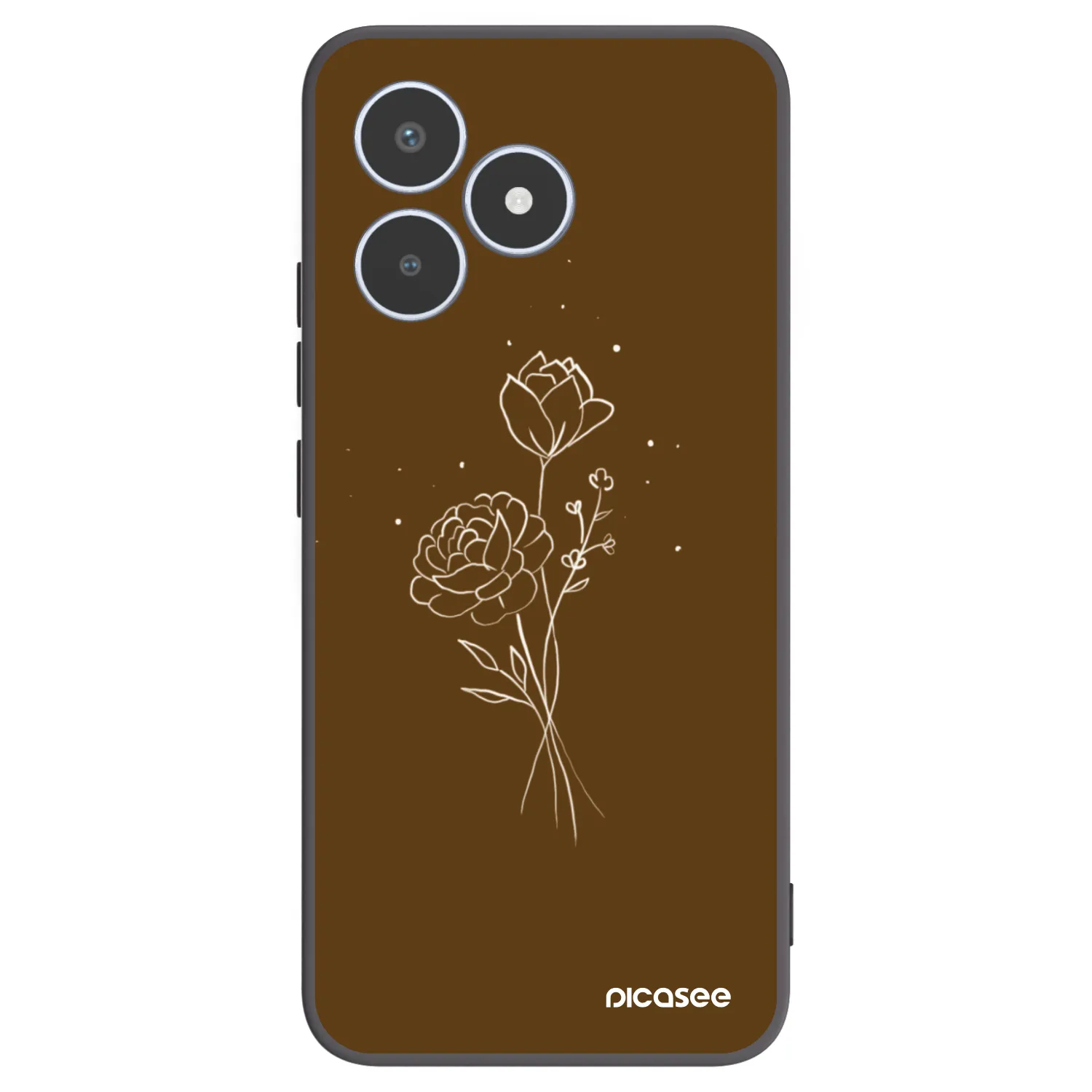 Picasee silikónový čierny obal pre Realme C53 - Brown flowers