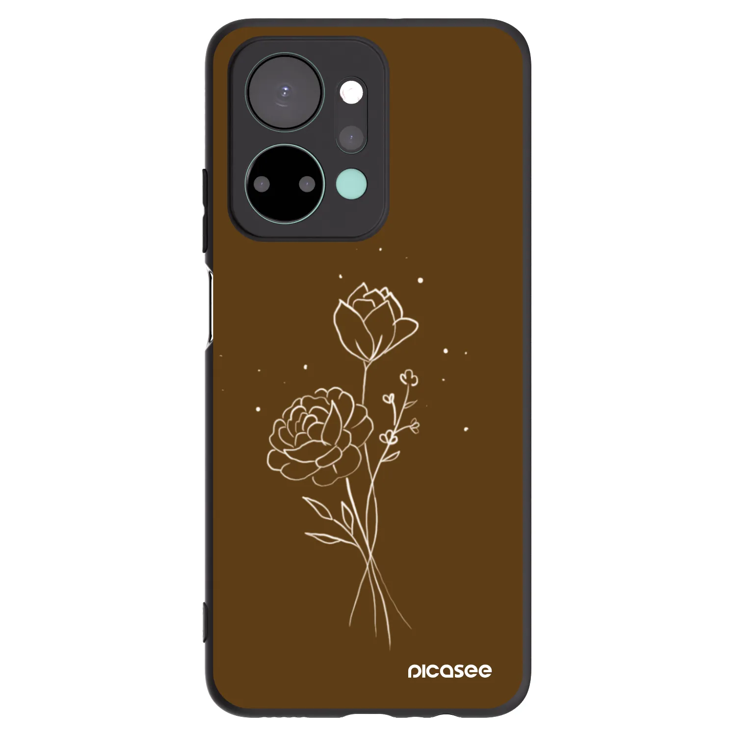 Picasee silikónový čierny obal pre Honor X7a - Brown flowers