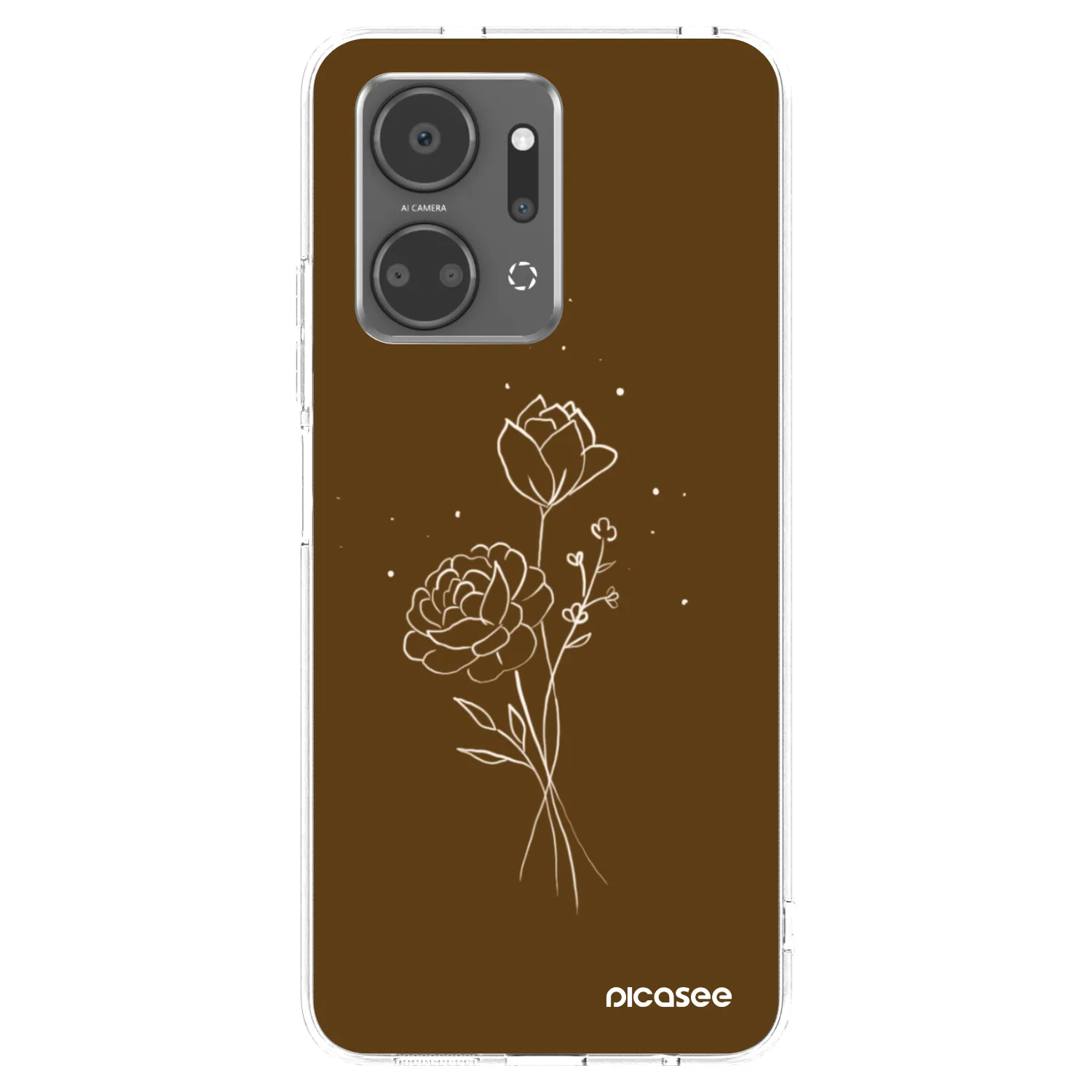Picasee silikónový prehľadný obal pre Honor X7a - Brown flowers